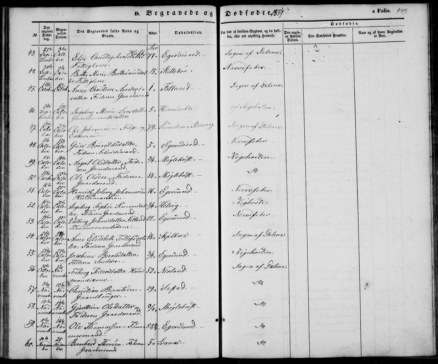 Eigersund sokneprestkontor, SAST/A-101807/S08/L0013: Parish register (official) no. A 12.2, 1850-1865, p. 449