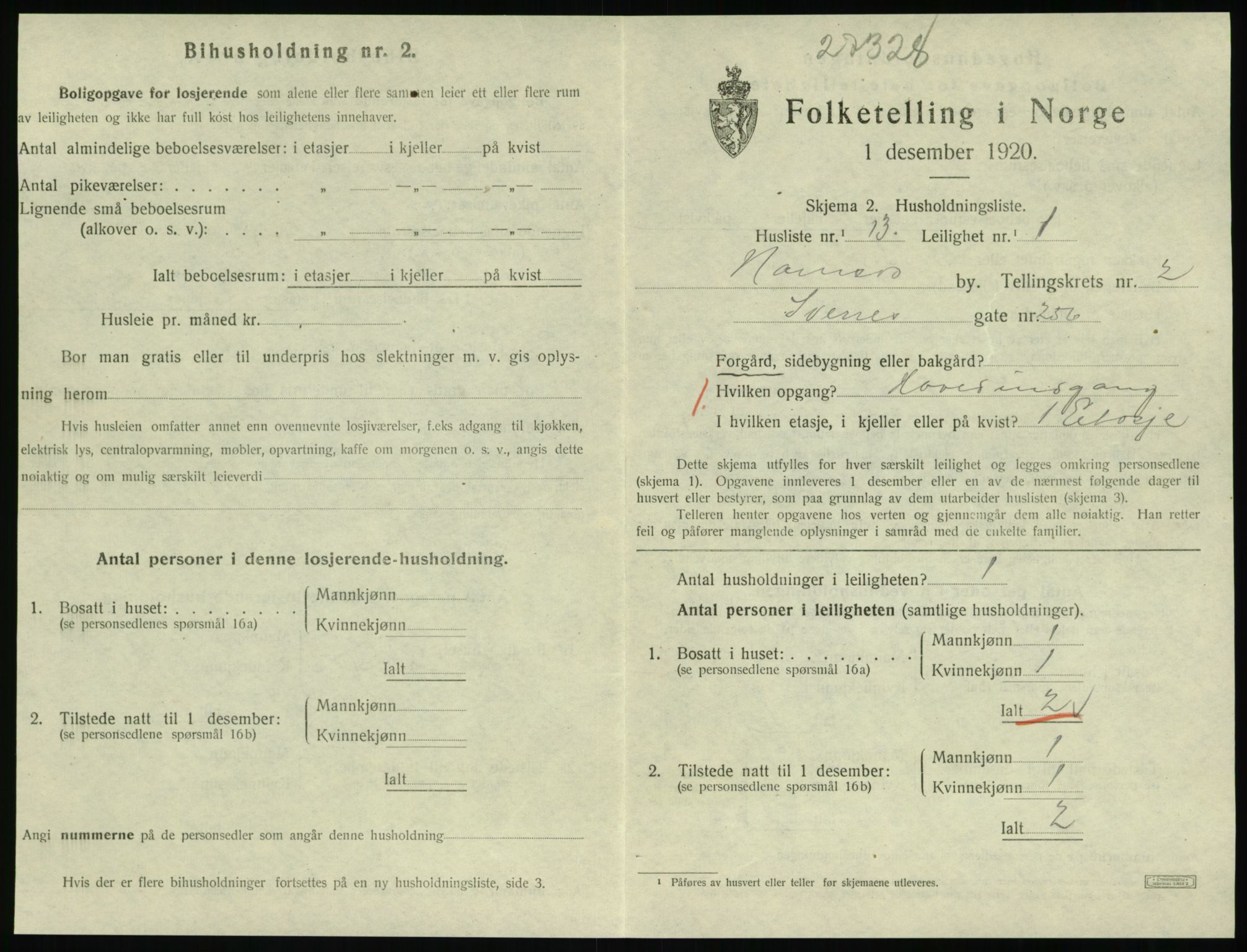 SAT, 1920 census for Namsos, 1920, p. 1019