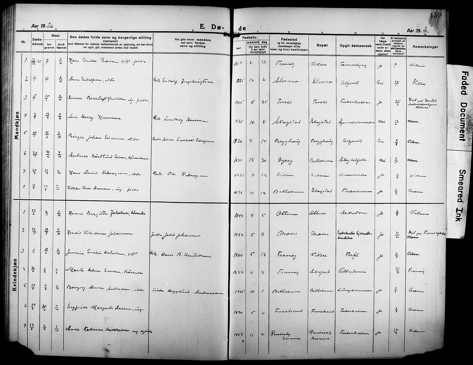 Tranøy sokneprestkontor, SATØ/S-1313/I/Ia/Iab/L0006klokker: Parish register (copy) no. 6, 1919-1932, p. 159