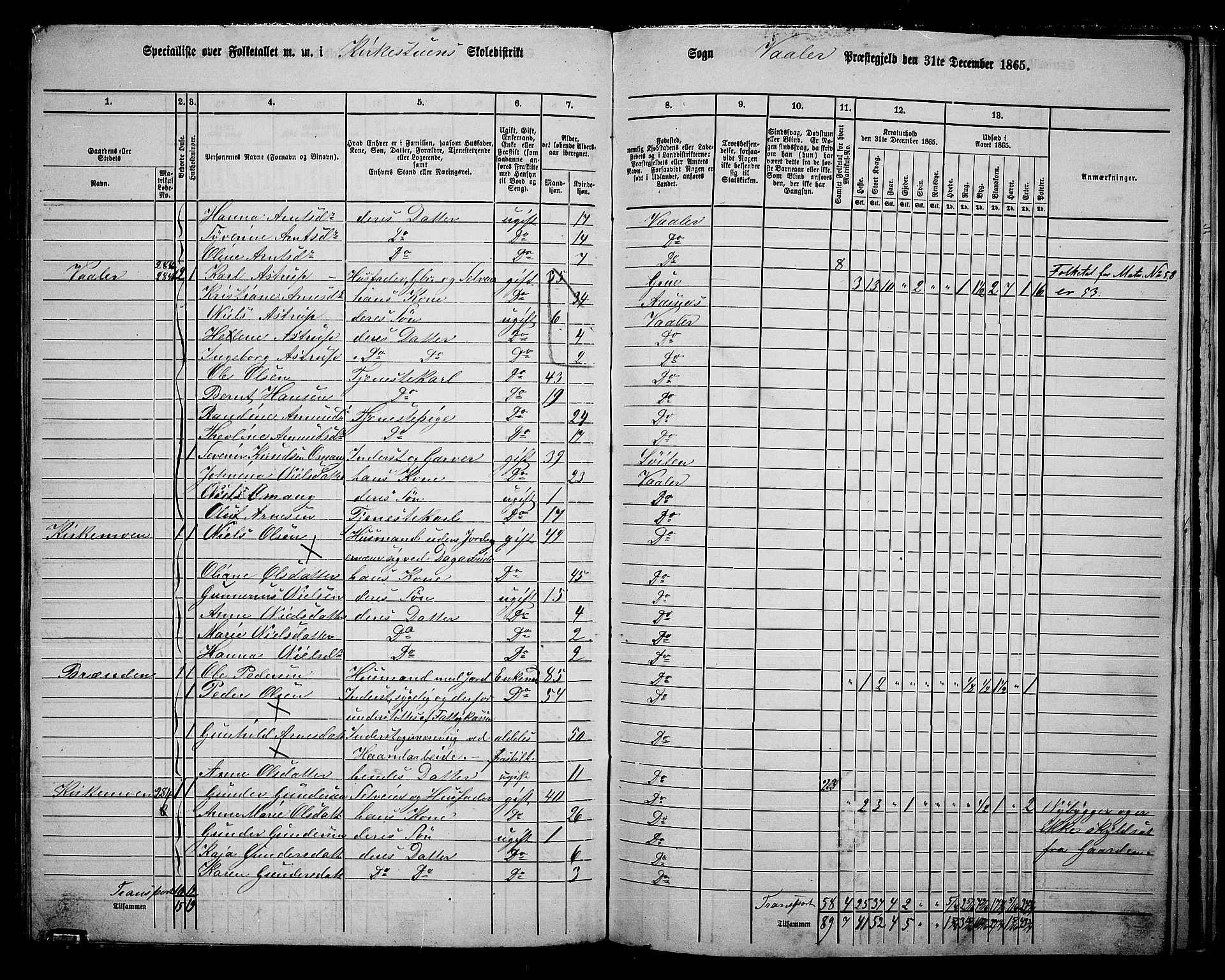 RA, 1865 census for Våler, 1865, p. 135