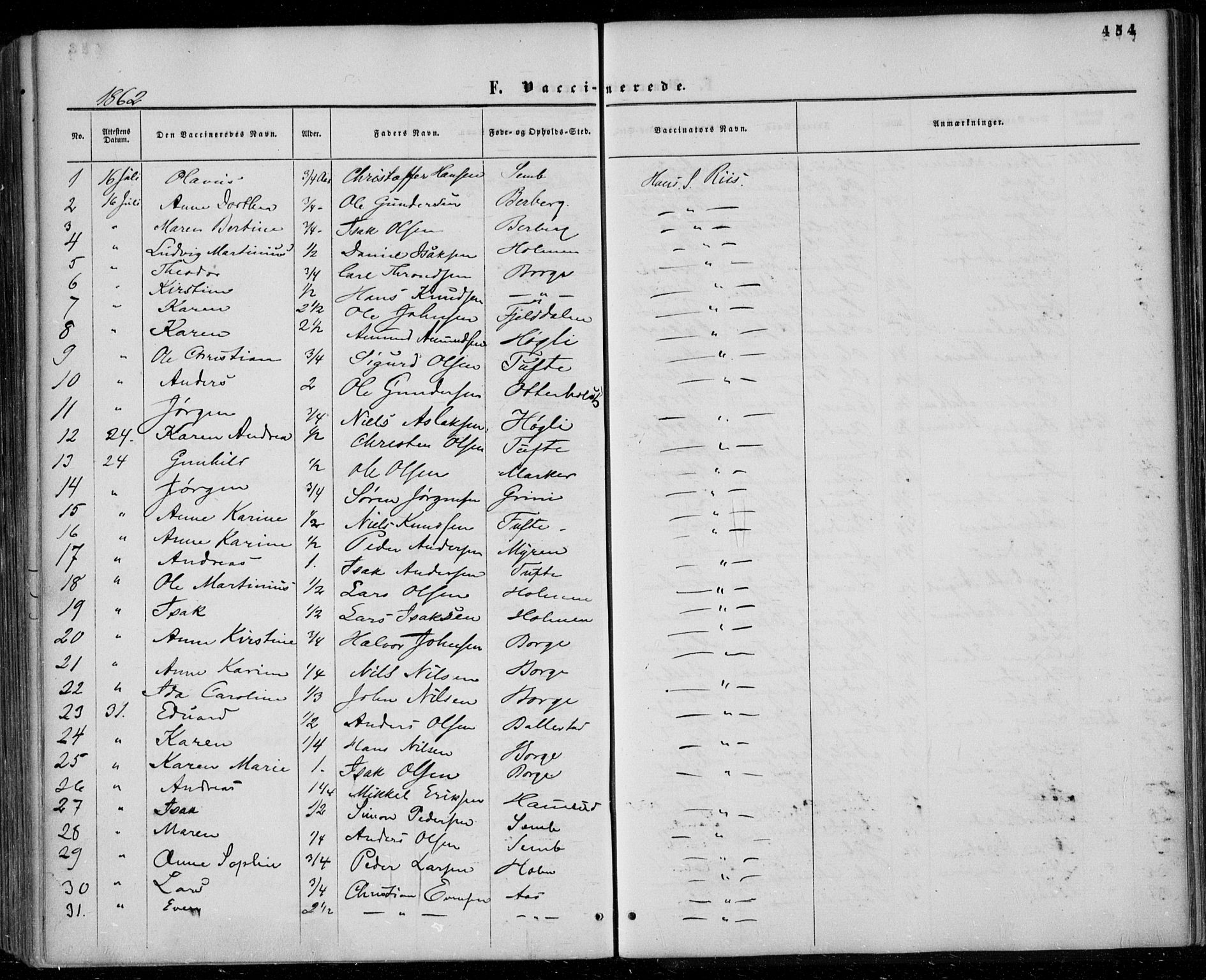Gjerpen kirkebøker, SAKO/A-265/F/Fa/L0008b: Parish register (official) no. I 8B, 1857-1871, p. 454