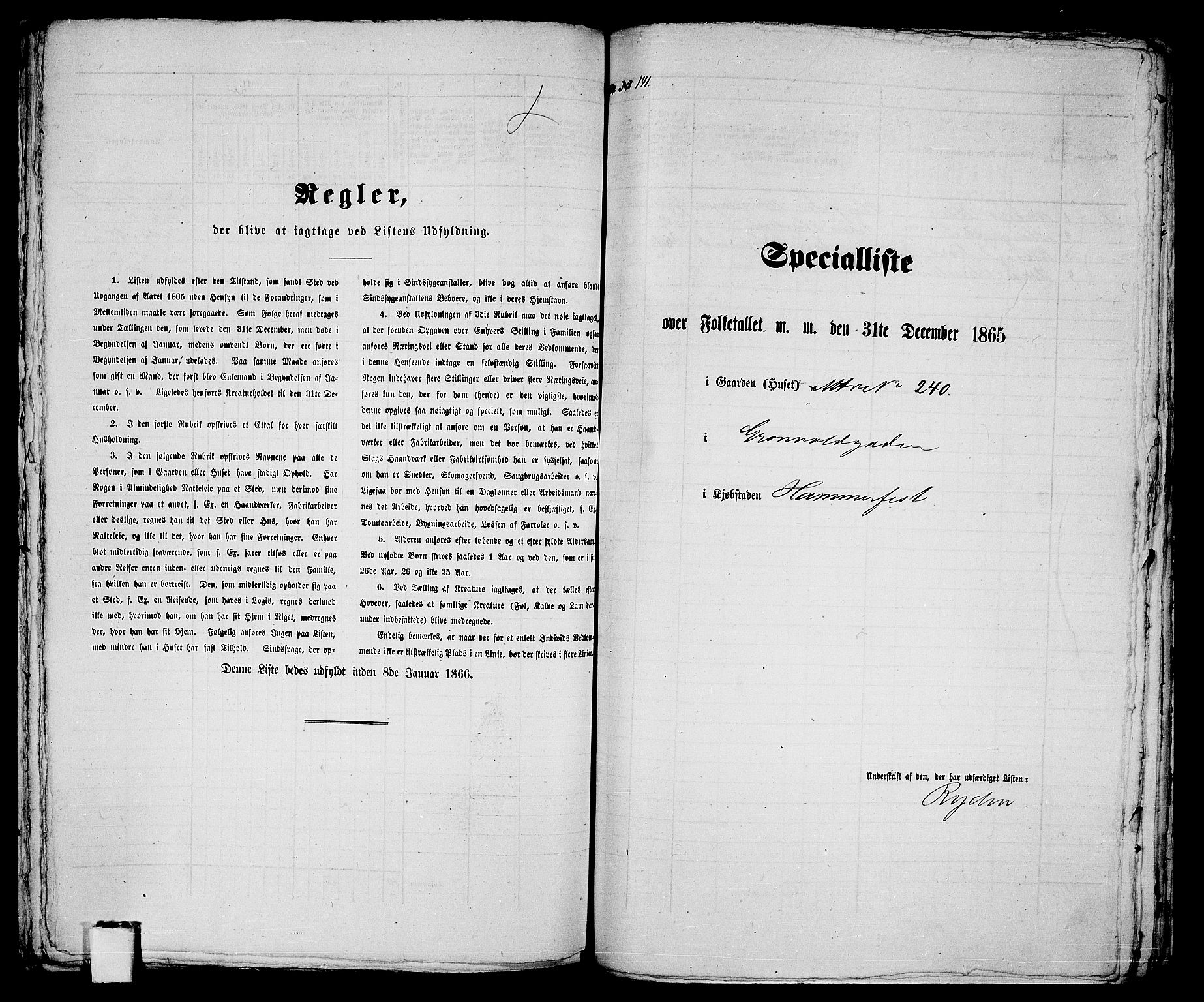 RA, 1865 census for Hammerfest/Hammerfest, 1865, p. 289