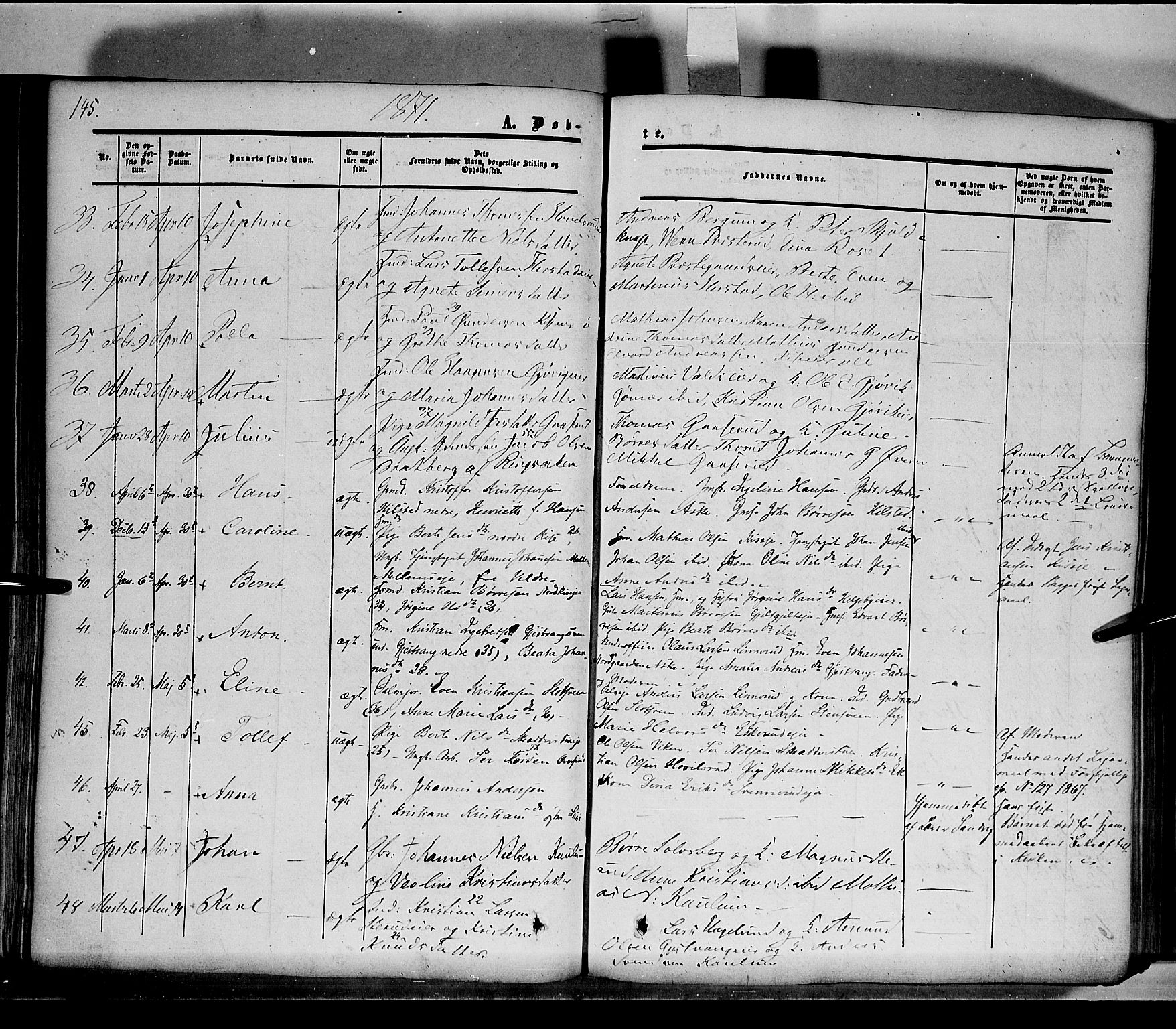 Nes prestekontor, Hedmark, AV/SAH-PREST-020/K/Ka/L0004: Parish register (official) no. 4, 1852-1886, p. 145