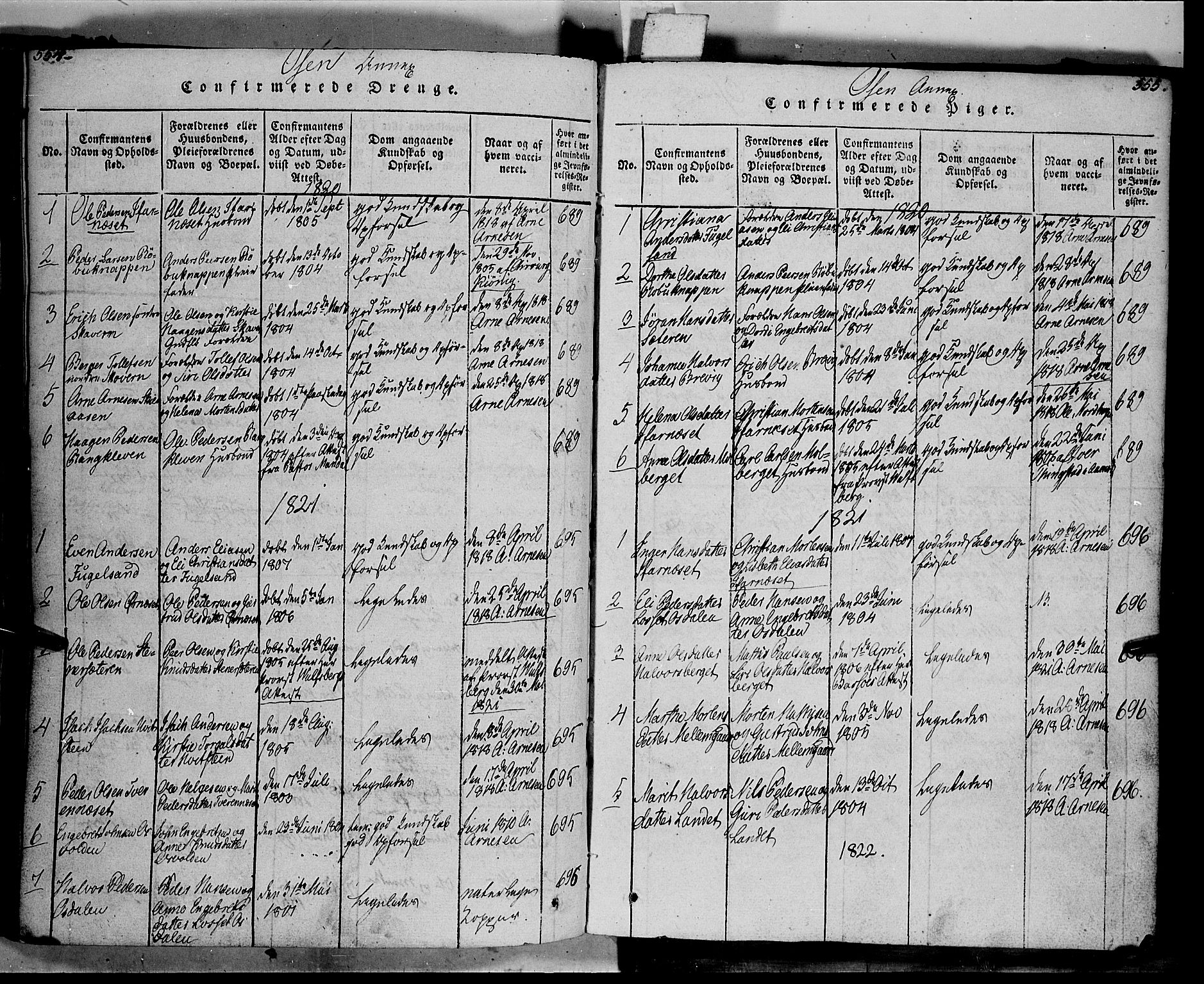 Trysil prestekontor, AV/SAH-PREST-046/H/Ha/Haa/L0003: Parish register (official) no. 3 /2, 1814-1842, p. 554-555