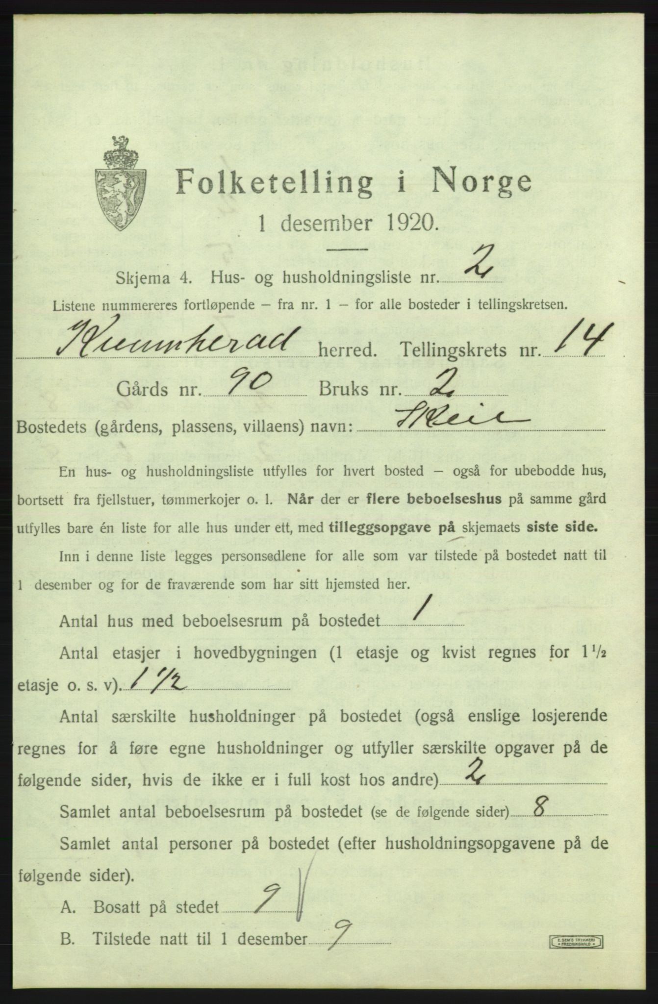 SAB, 1920 census for Kvinnherad, 1920, p. 1791