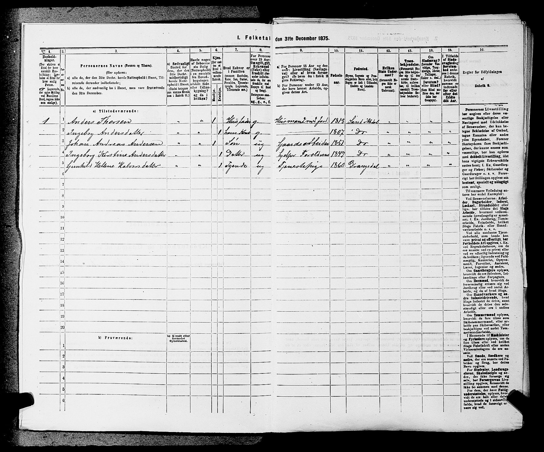 SAKO, 1875 census for 0816P Sannidal, 1875, p. 136