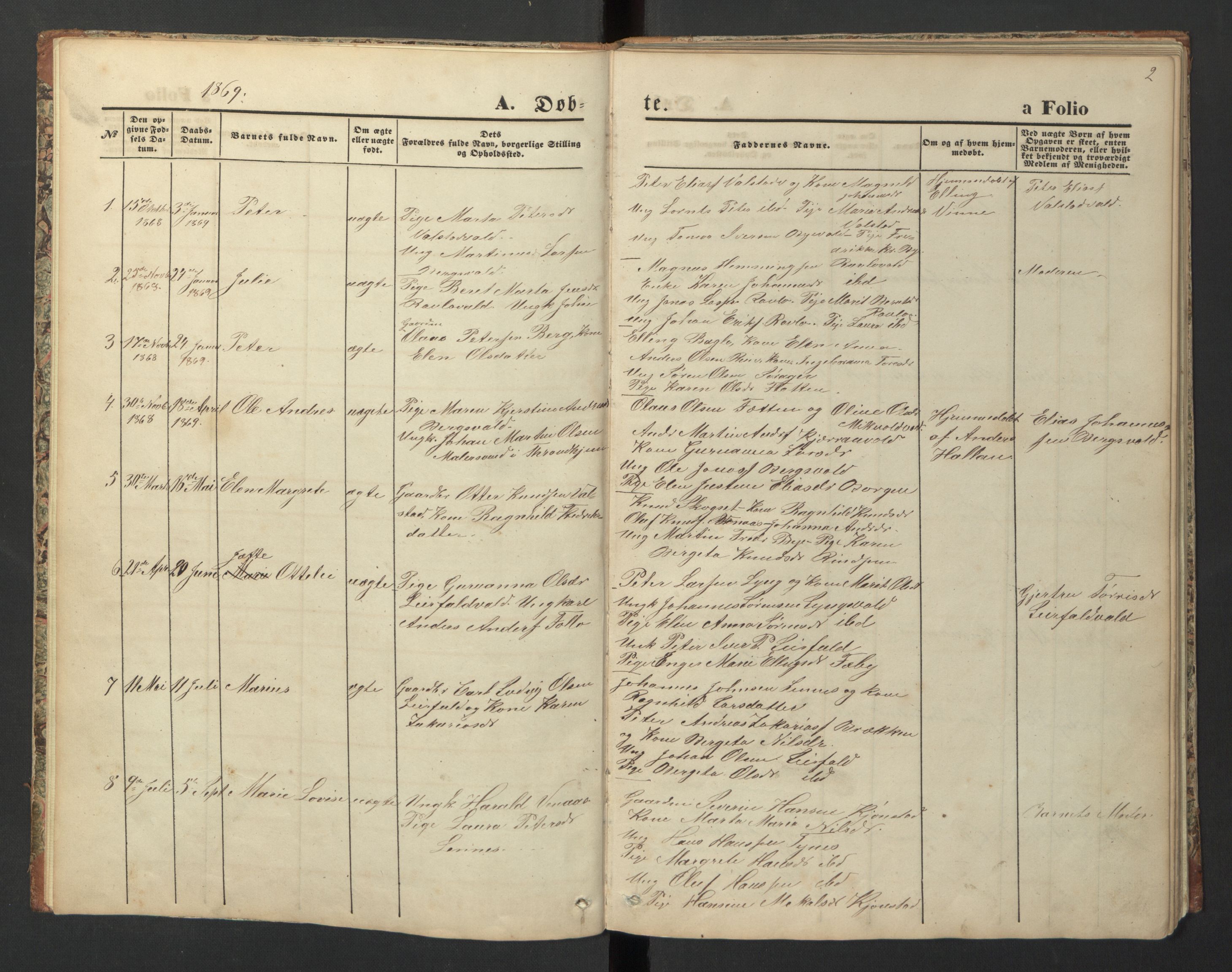 Ministerialprotokoller, klokkerbøker og fødselsregistre - Nord-Trøndelag, SAT/A-1458/726/L0271: Parish register (copy) no. 726C02, 1869-1897, p. 2