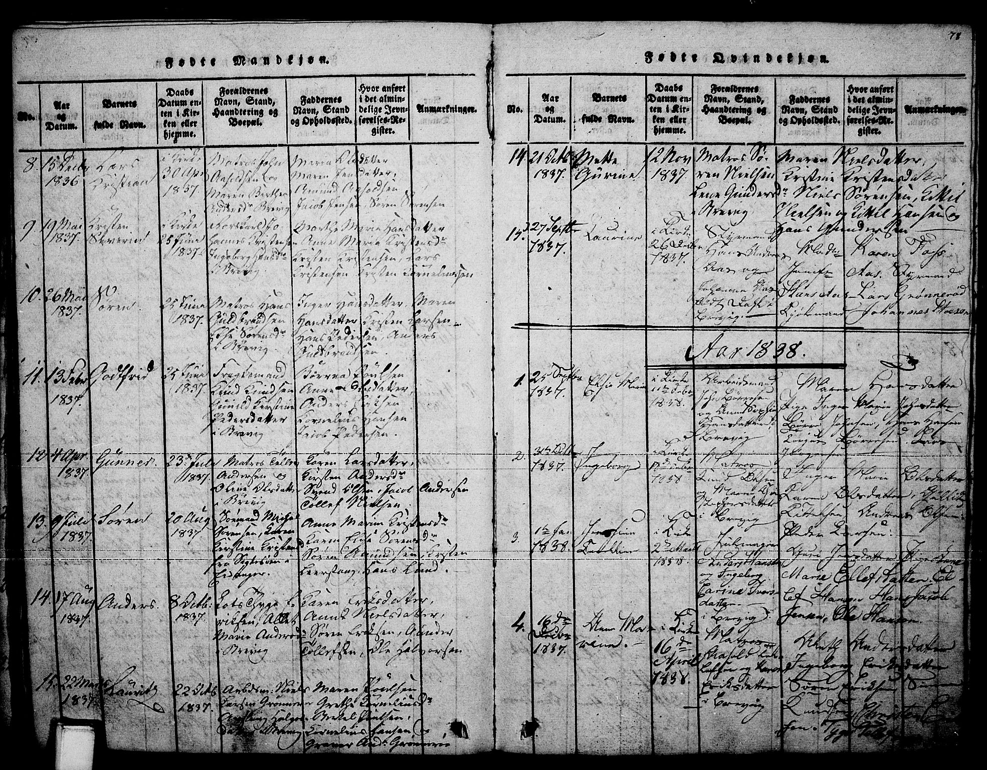 Brevik kirkebøker, SAKO/A-255/F/Fa/L0004: Parish register (official) no. 4, 1814-1846, p. 78