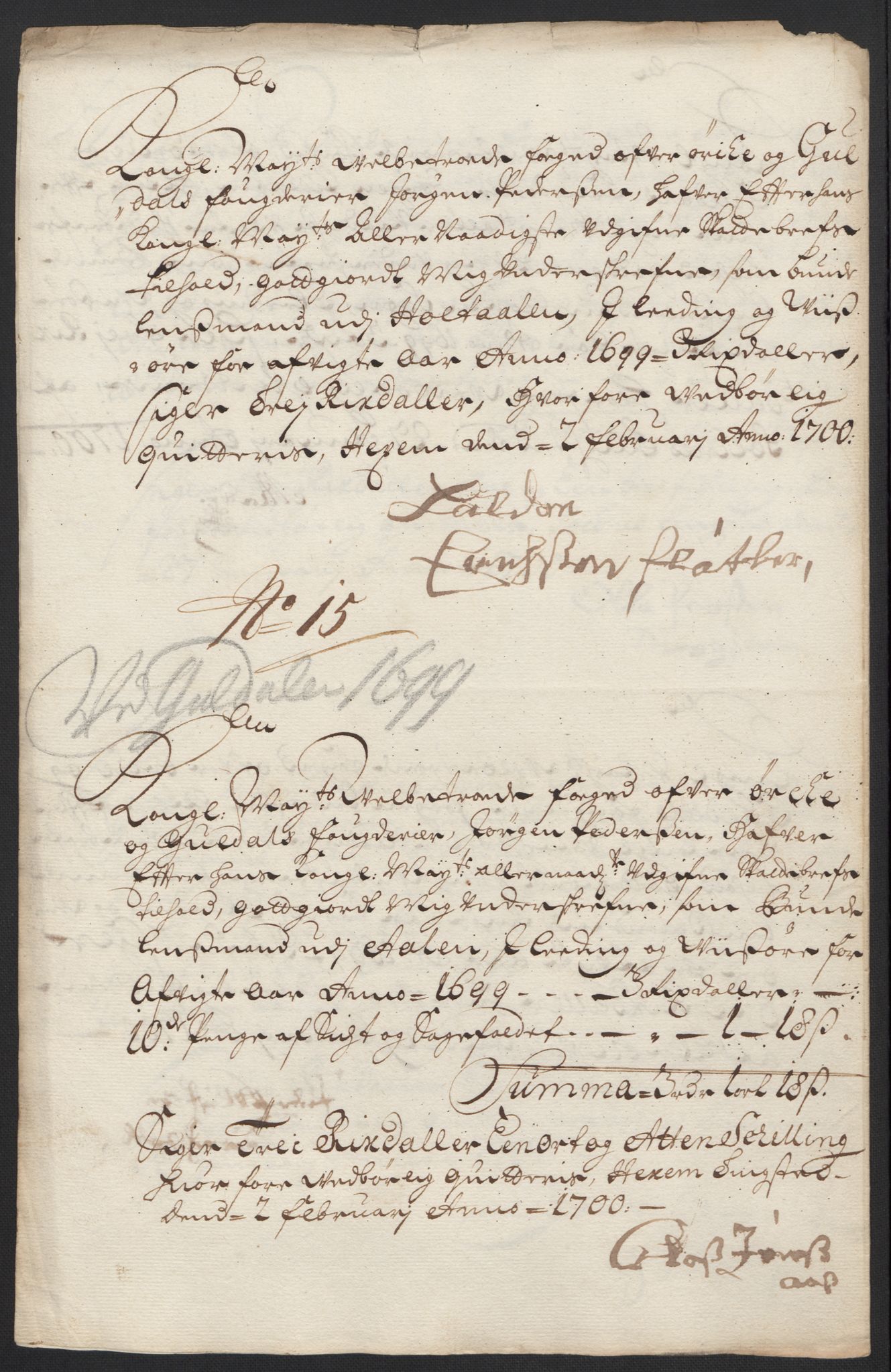 Rentekammeret inntil 1814, Reviderte regnskaper, Fogderegnskap, AV/RA-EA-4092/R60/L3949: Fogderegnskap Orkdal og Gauldal, 1699, p. 361