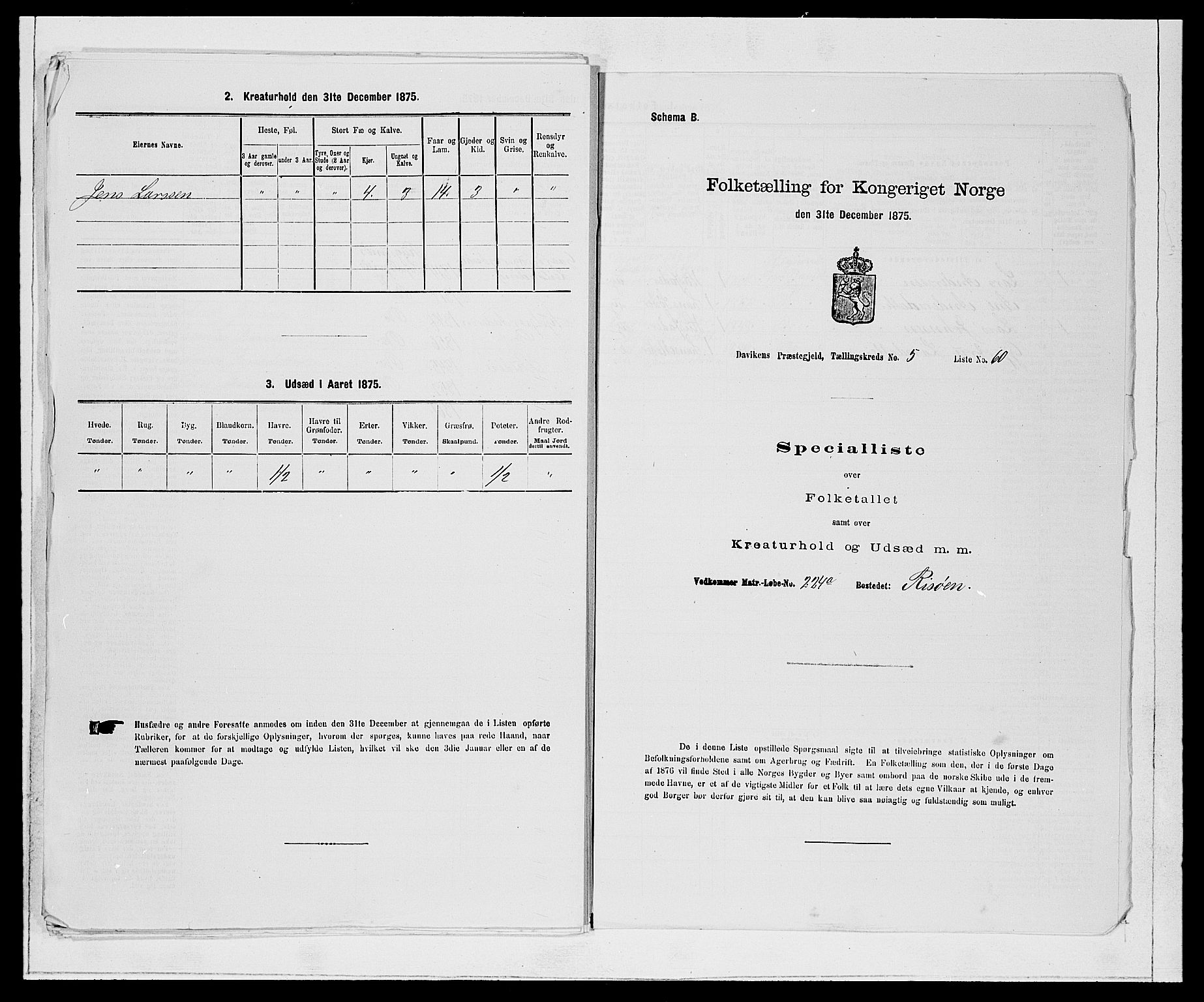 SAB, 1875 Census for 1442P Davik, 1875, p. 687