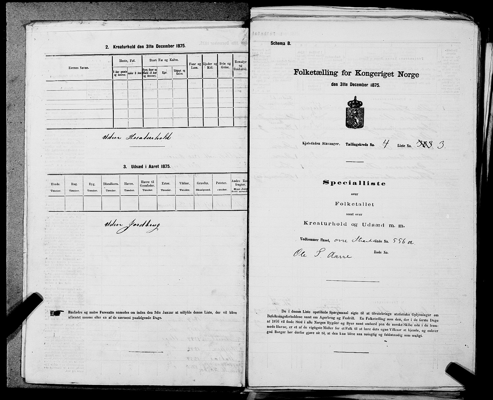 SAST, 1875 census for 1103 Stavanger, 1875, p. 647