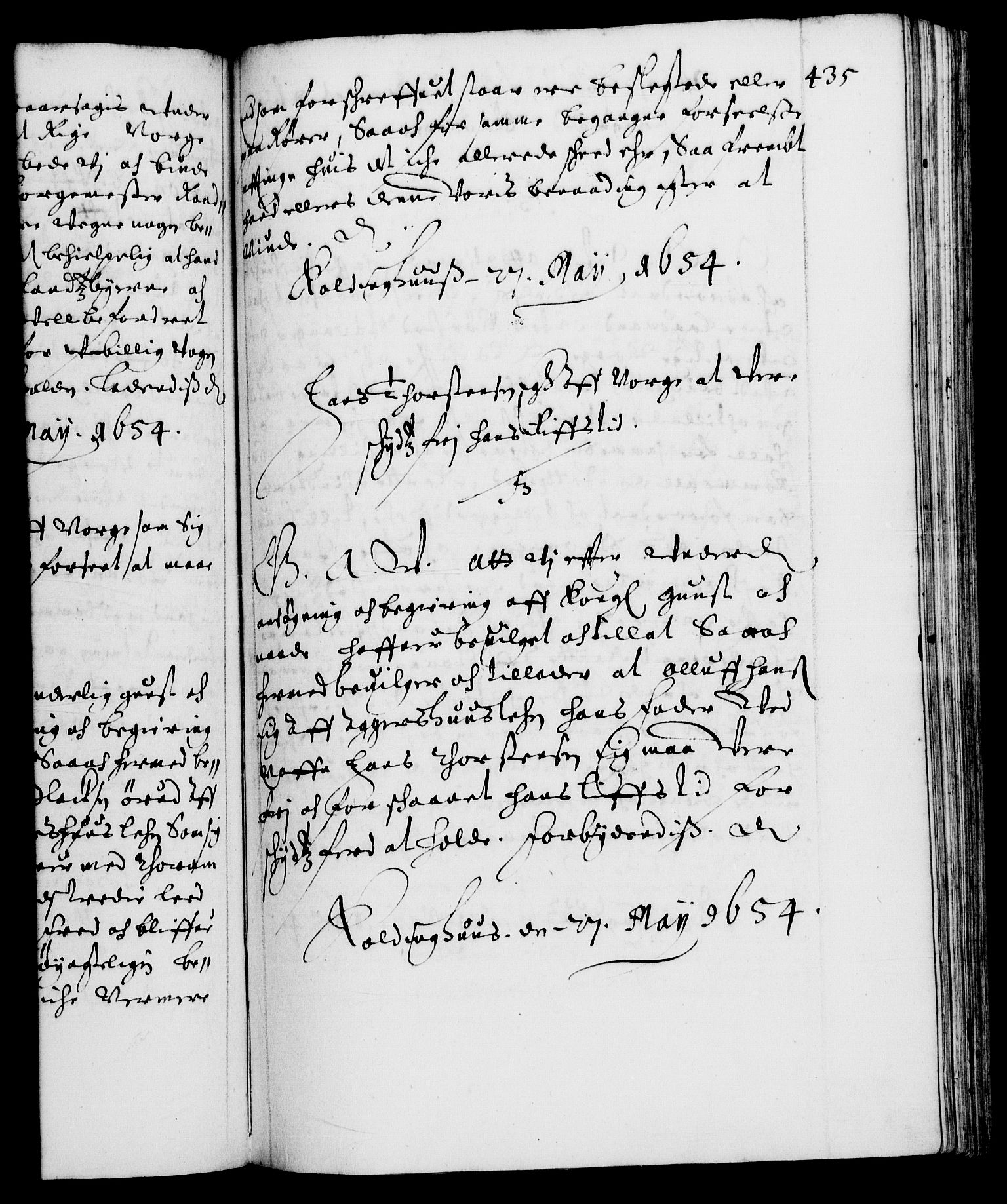 Danske Kanselli 1572-1799, AV/RA-EA-3023/F/Fc/Fca/Fcaa/L0008: Norske registre (mikrofilm), 1651-1656, p. 435a