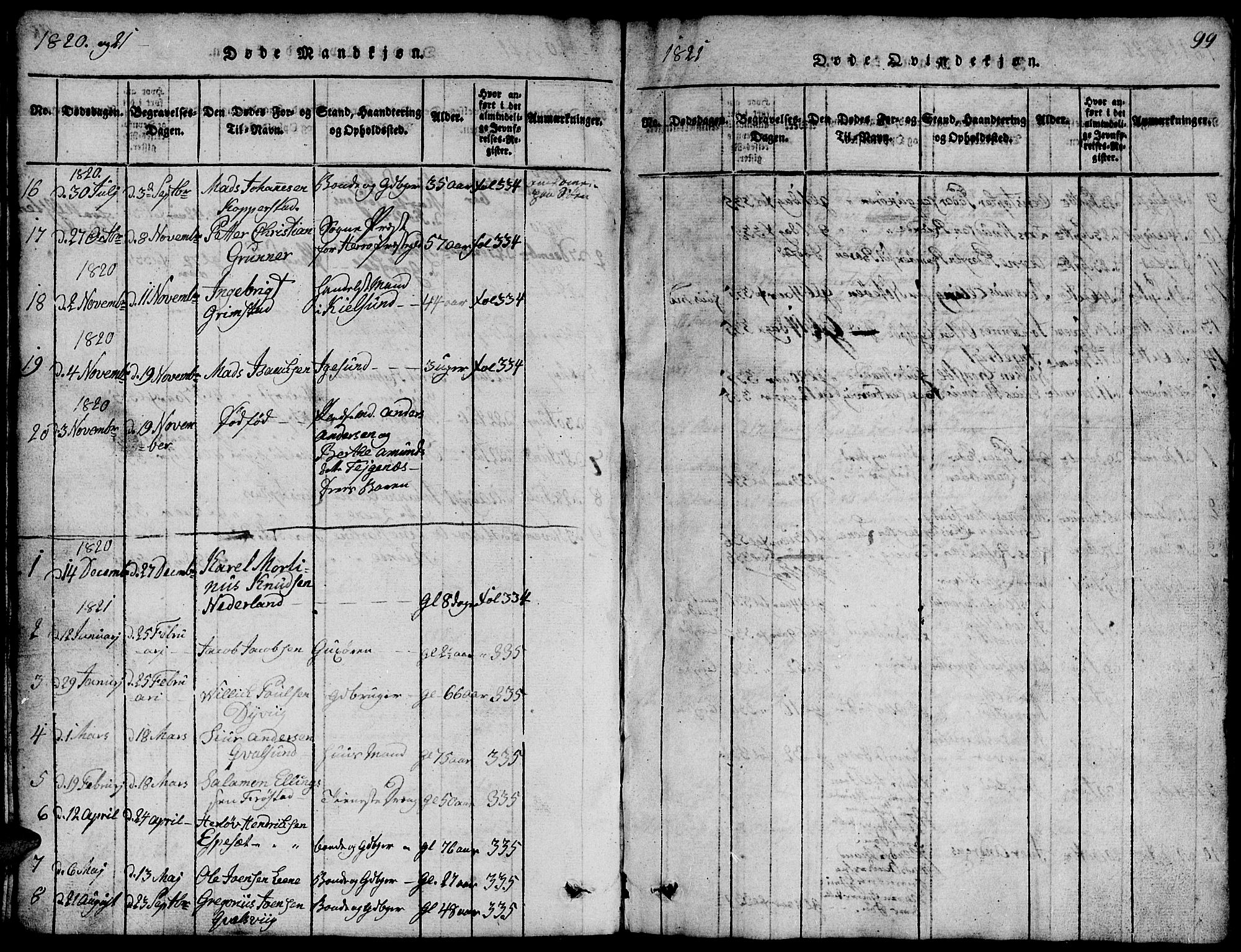 Ministerialprotokoller, klokkerbøker og fødselsregistre - Møre og Romsdal, AV/SAT-A-1454/507/L0078: Parish register (copy) no. 507C01, 1816-1840, p. 99