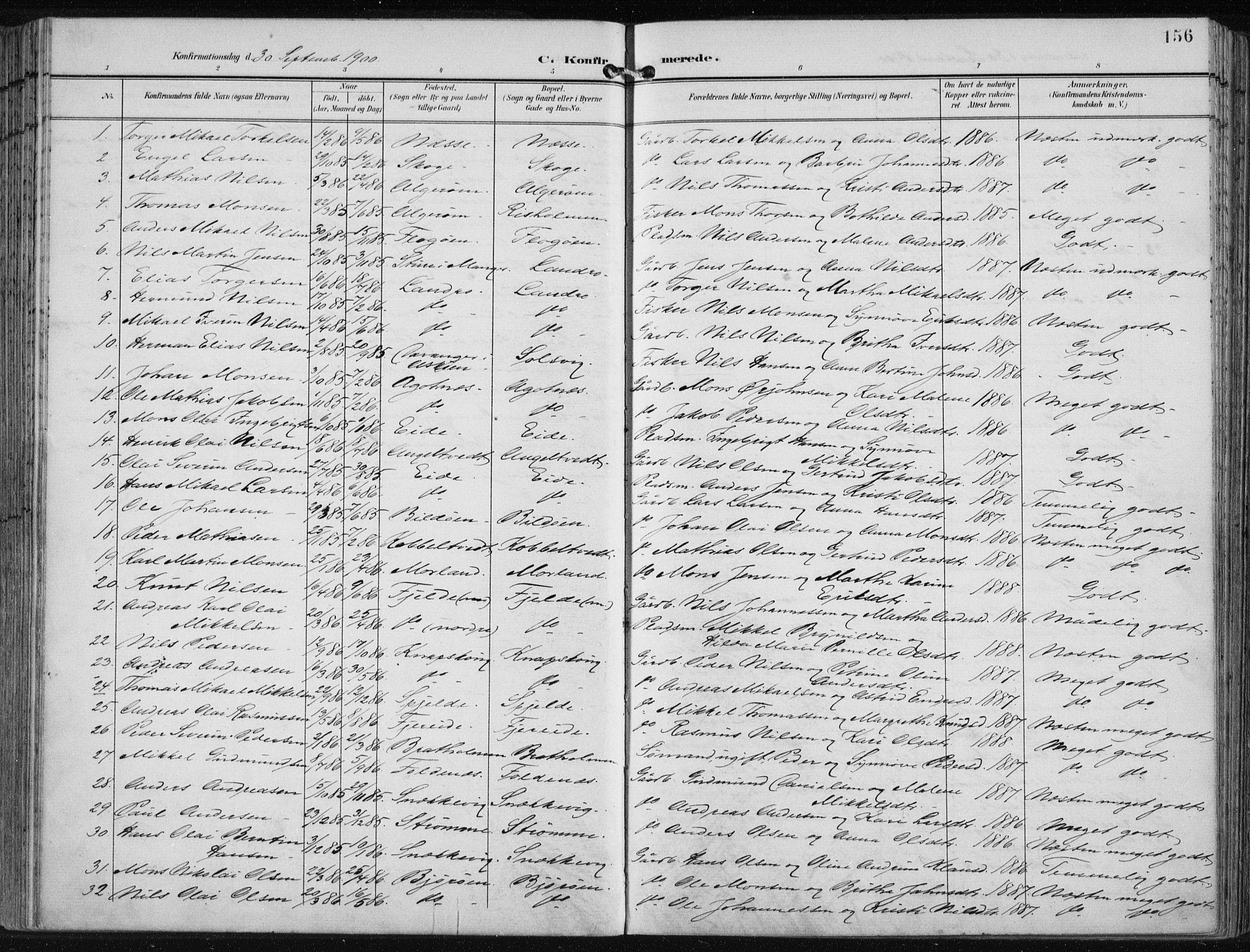 Fjell sokneprestembete, SAB/A-75301/H/Haa: Parish register (official) no. A  9, 1899-1910, p. 156