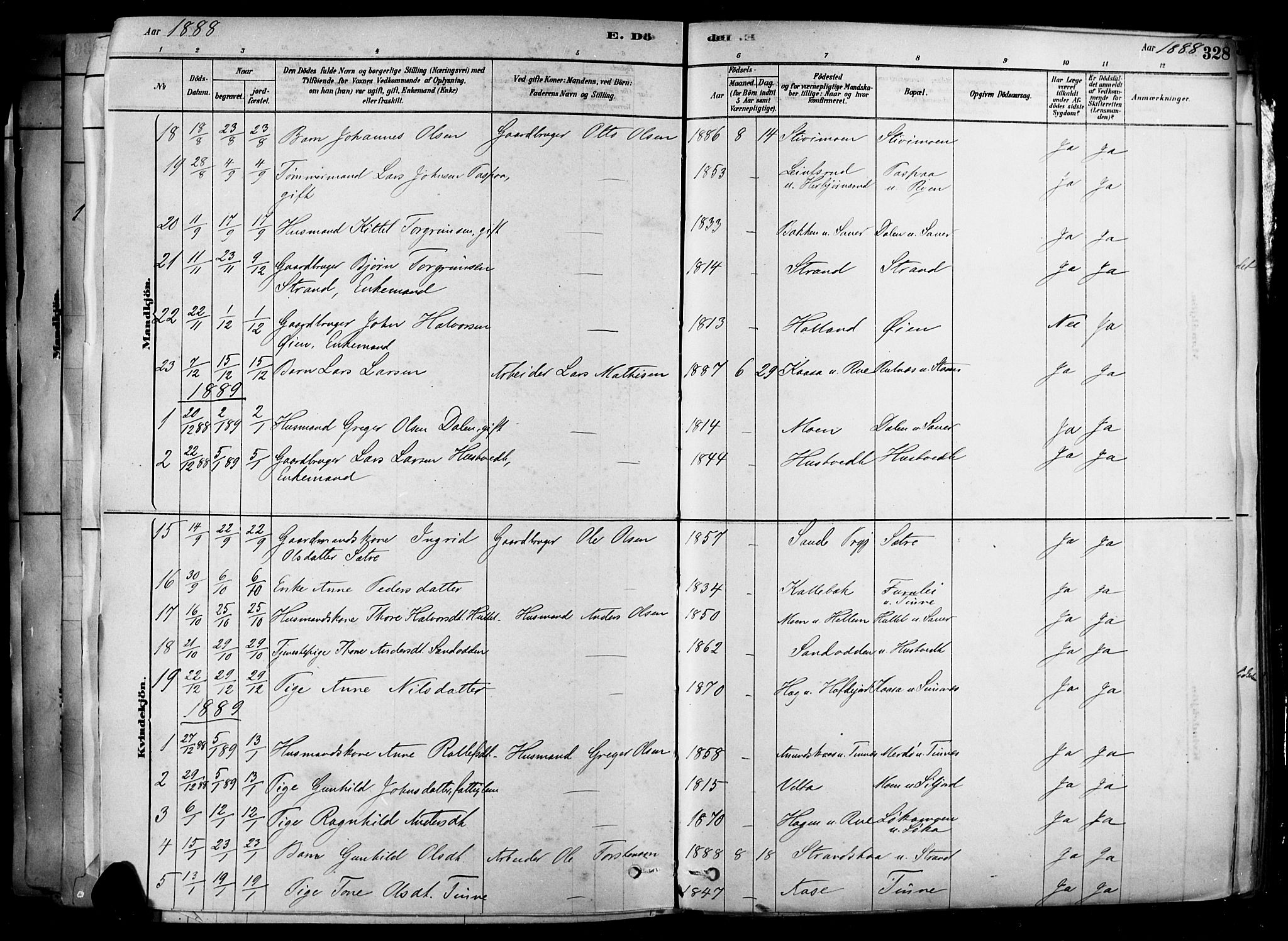 Heddal kirkebøker, SAKO/A-268/F/Fa/L0008: Parish register (official) no. I 8, 1878-1903, p. 328