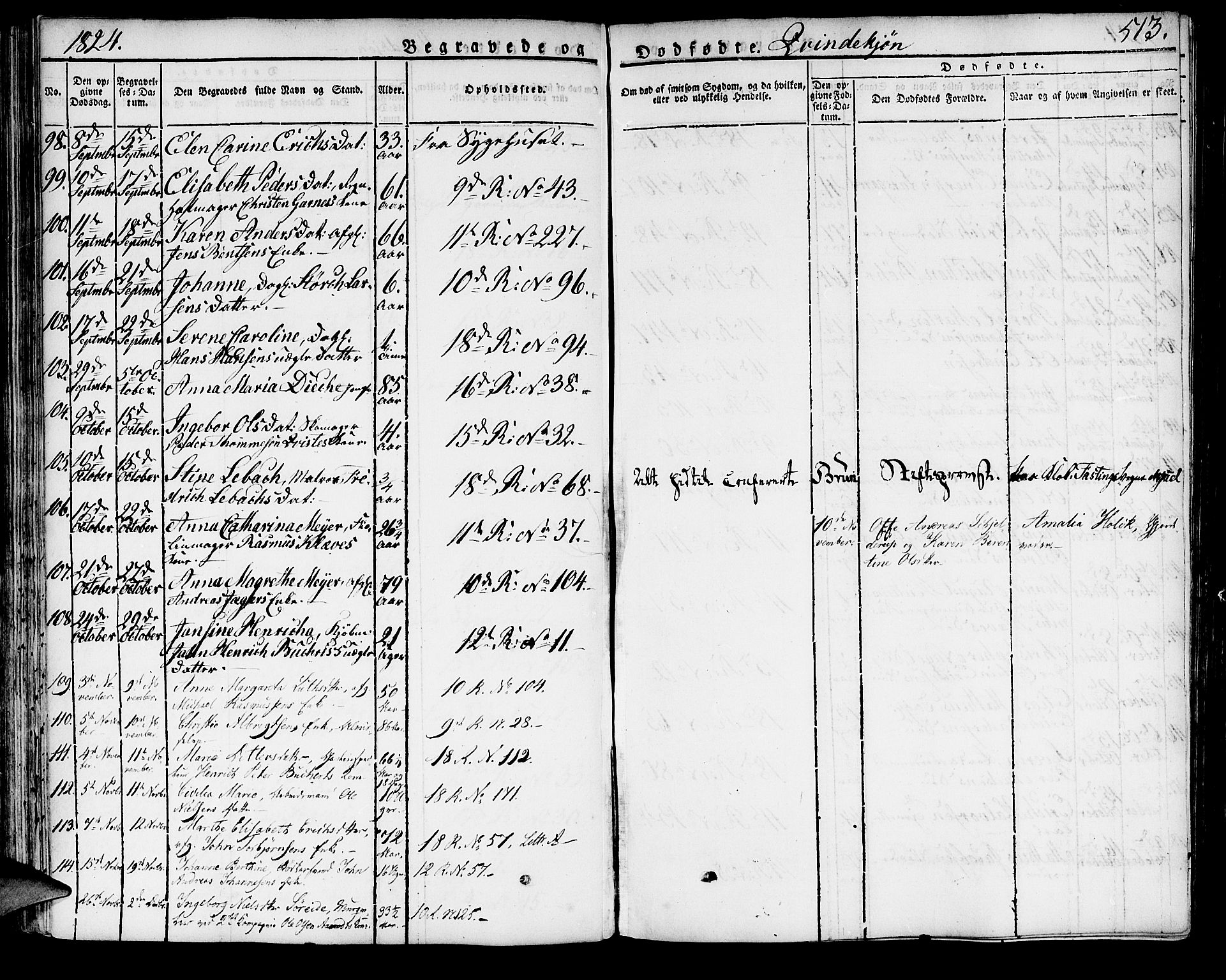 Domkirken sokneprestembete, SAB/A-74801/H/Haa/L0012: Parish register (official) no. A 12, 1821-1840, p. 513