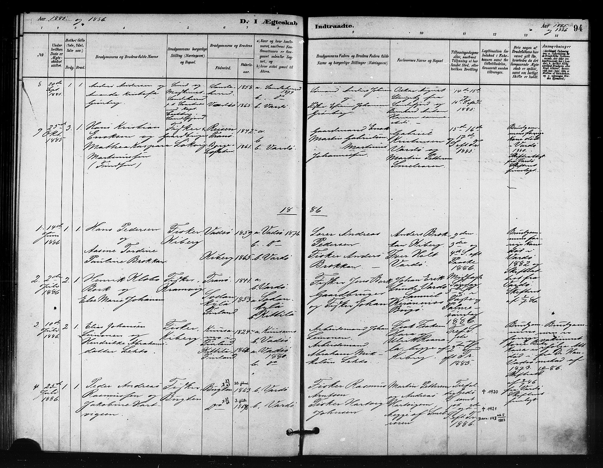 Vardø sokneprestkontor, SATØ/S-1332/H/Ha/L0008kirke: Parish register (official) no. 8, 1879-1887, p. 94