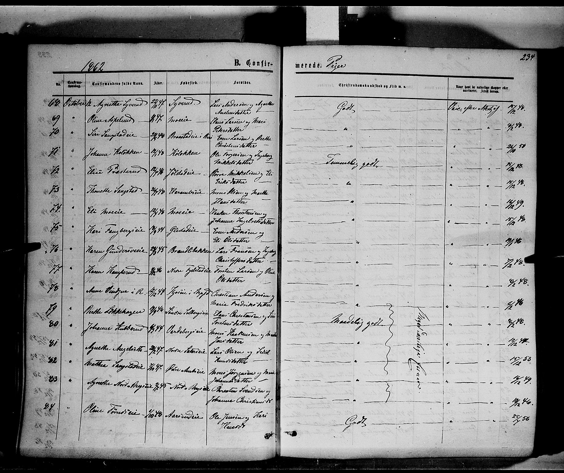 Ringsaker prestekontor, SAH/PREST-014/K/Ka/L0010: Parish register (official) no. 10, 1861-1869, p. 234