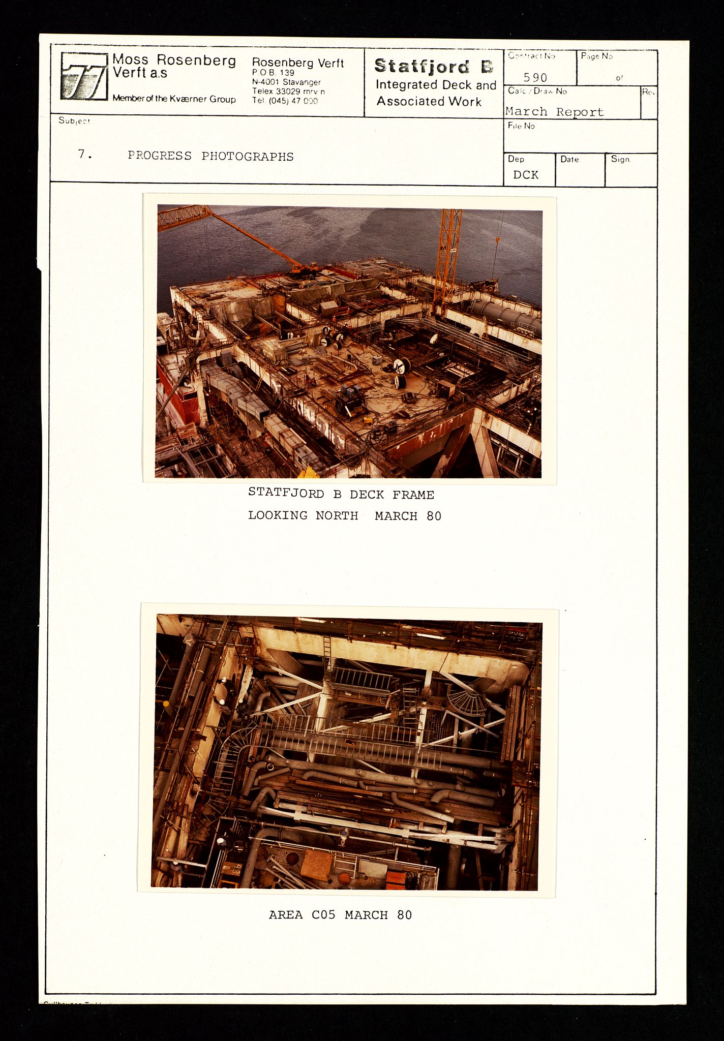 Pa 1400 - Moss Rosenberg Verft A/S, SAST/A-101696/E/Eb/Ebg/L0001: Statfjord B: Deck og offshore, 1979-1982, p. 23
