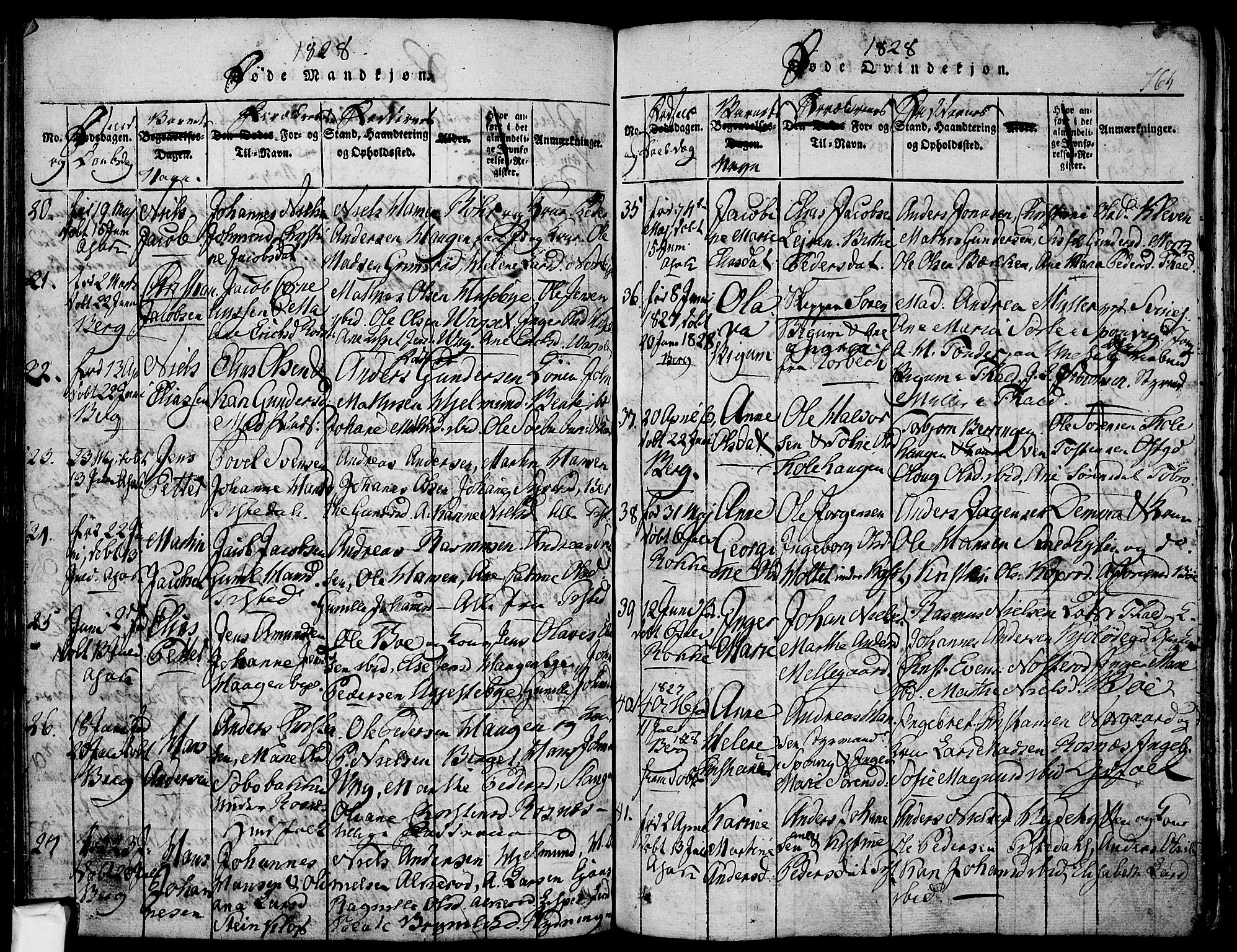 Berg prestekontor Kirkebøker, AV/SAO-A-10902/F/Fa/L0002: Parish register (official) no. I 2, 1815-1831, p. 164