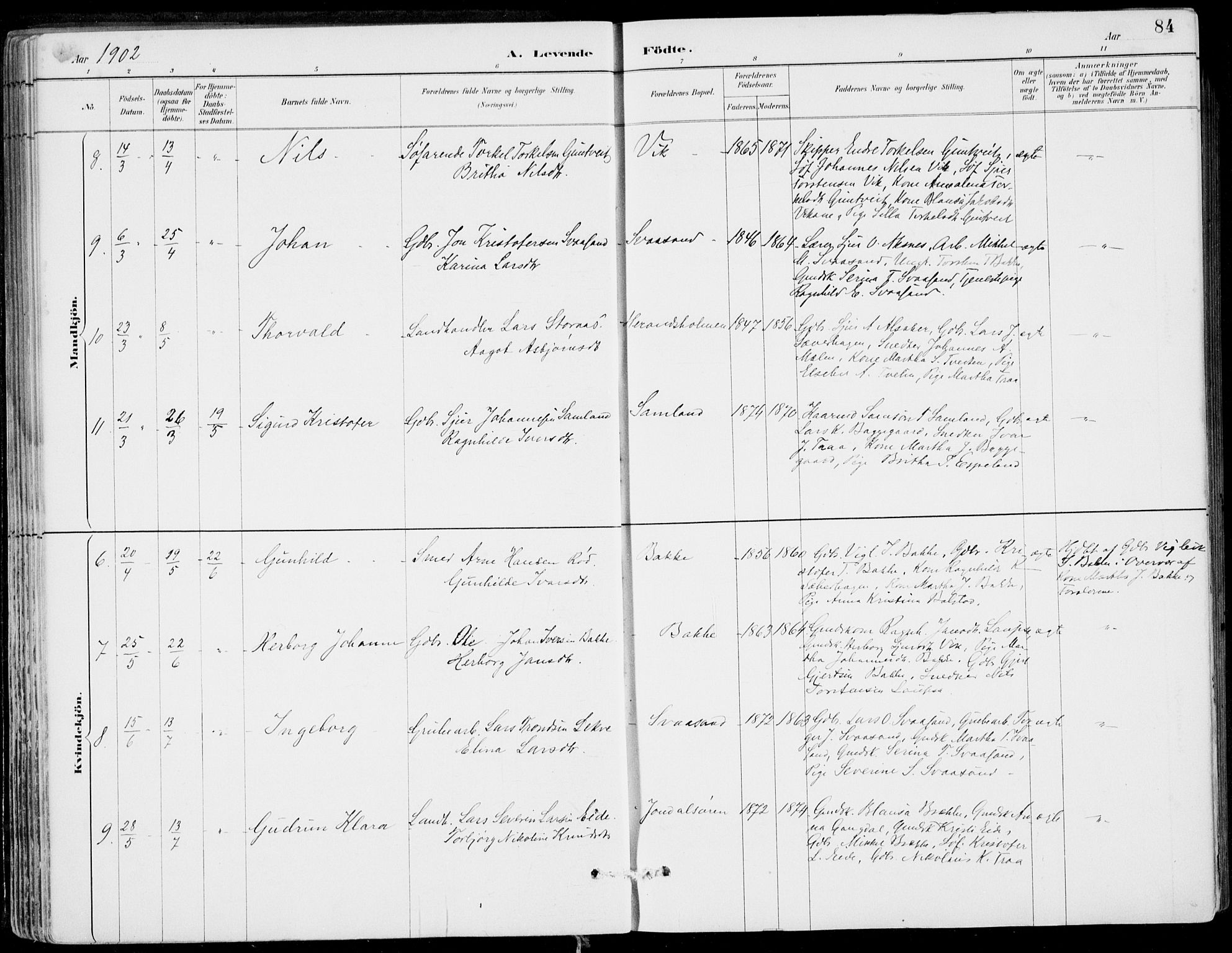 Strandebarm sokneprestembete, AV/SAB-A-78401/H/Haa: Parish register (official) no. E  1, 1886-1908, p. 84