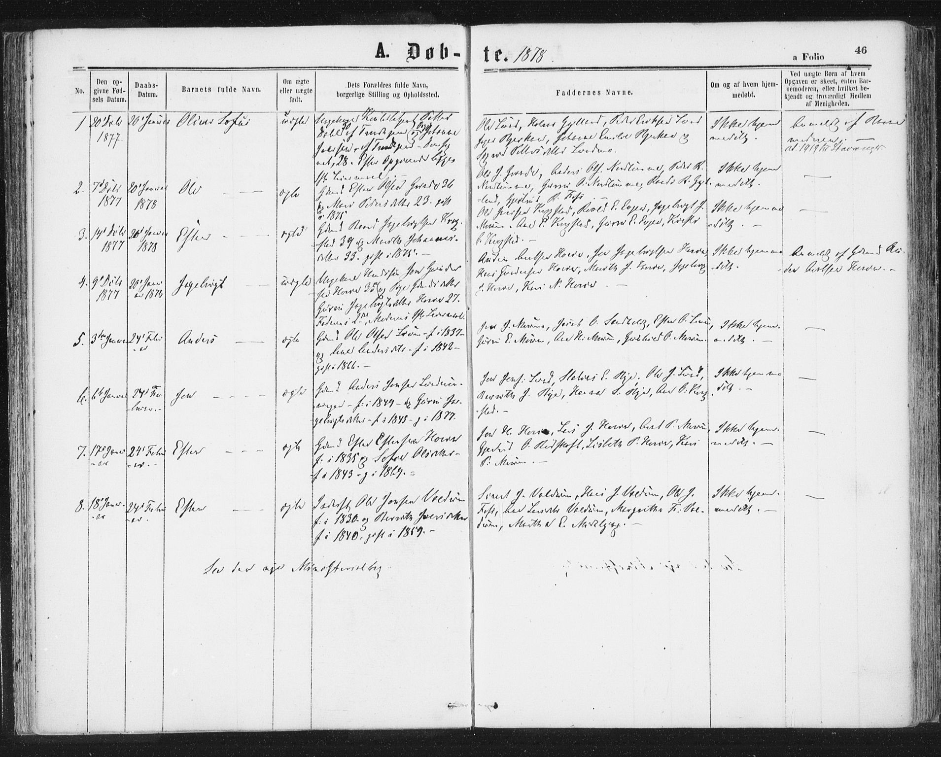 Ministerialprotokoller, klokkerbøker og fødselsregistre - Sør-Trøndelag, SAT/A-1456/692/L1104: Parish register (official) no. 692A04, 1862-1878, p. 46