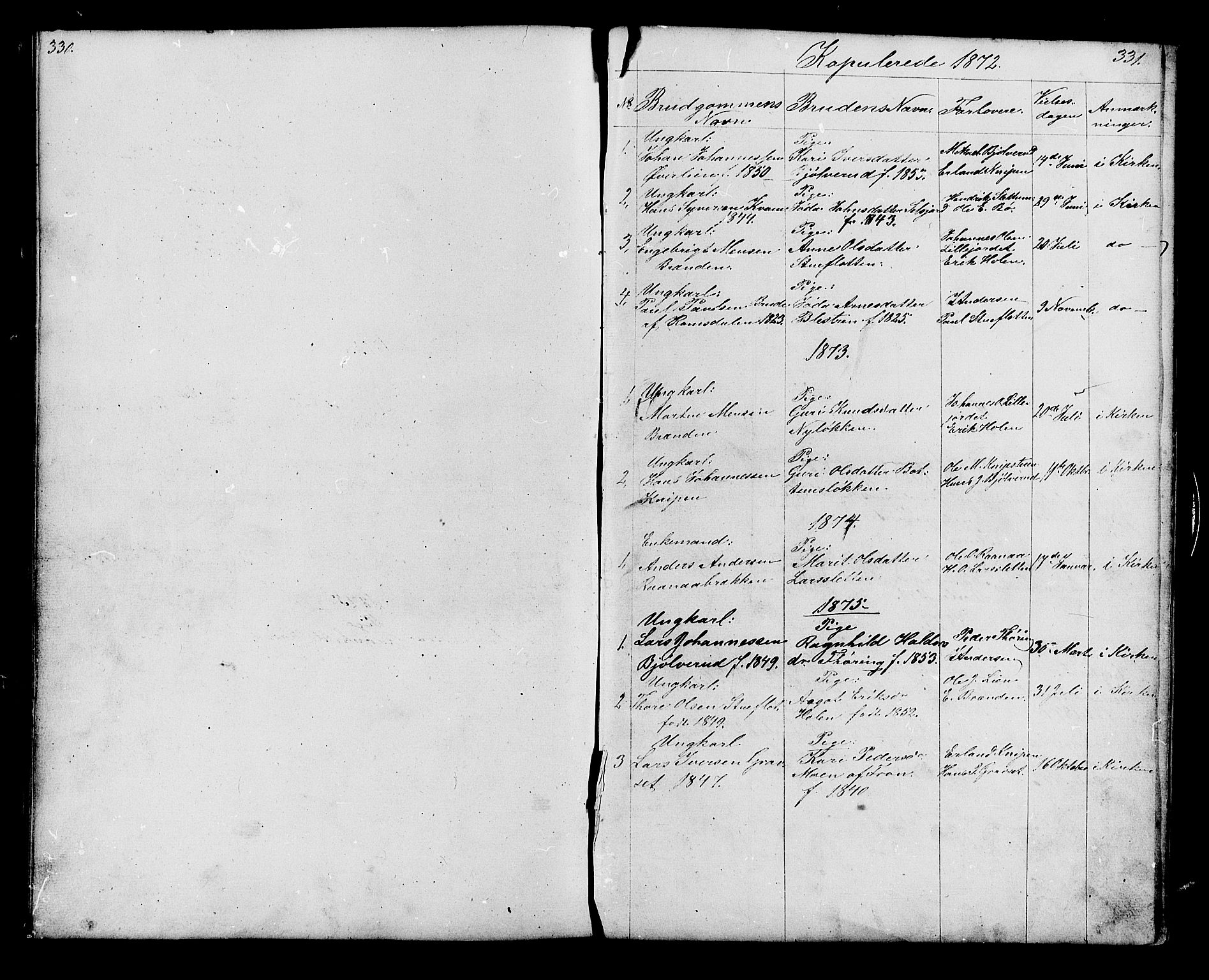 Lesja prestekontor, AV/SAH-PREST-068/H/Ha/Hab/L0006: Parish register (copy) no. 6, 1871-1904, p. 330-331