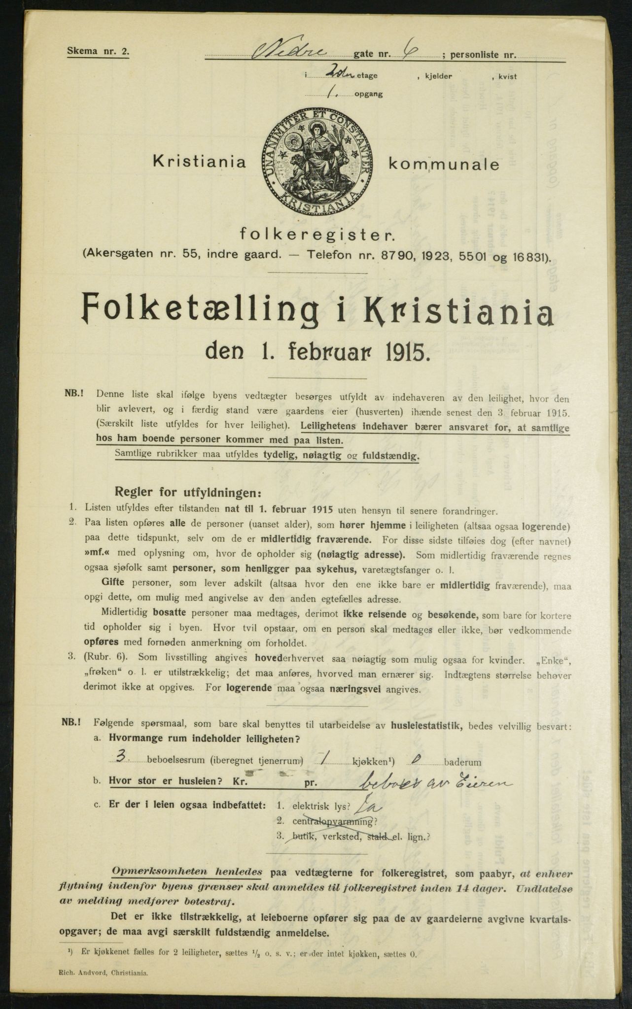 OBA, Municipal Census 1915 for Kristiania, 1915, p. 68606