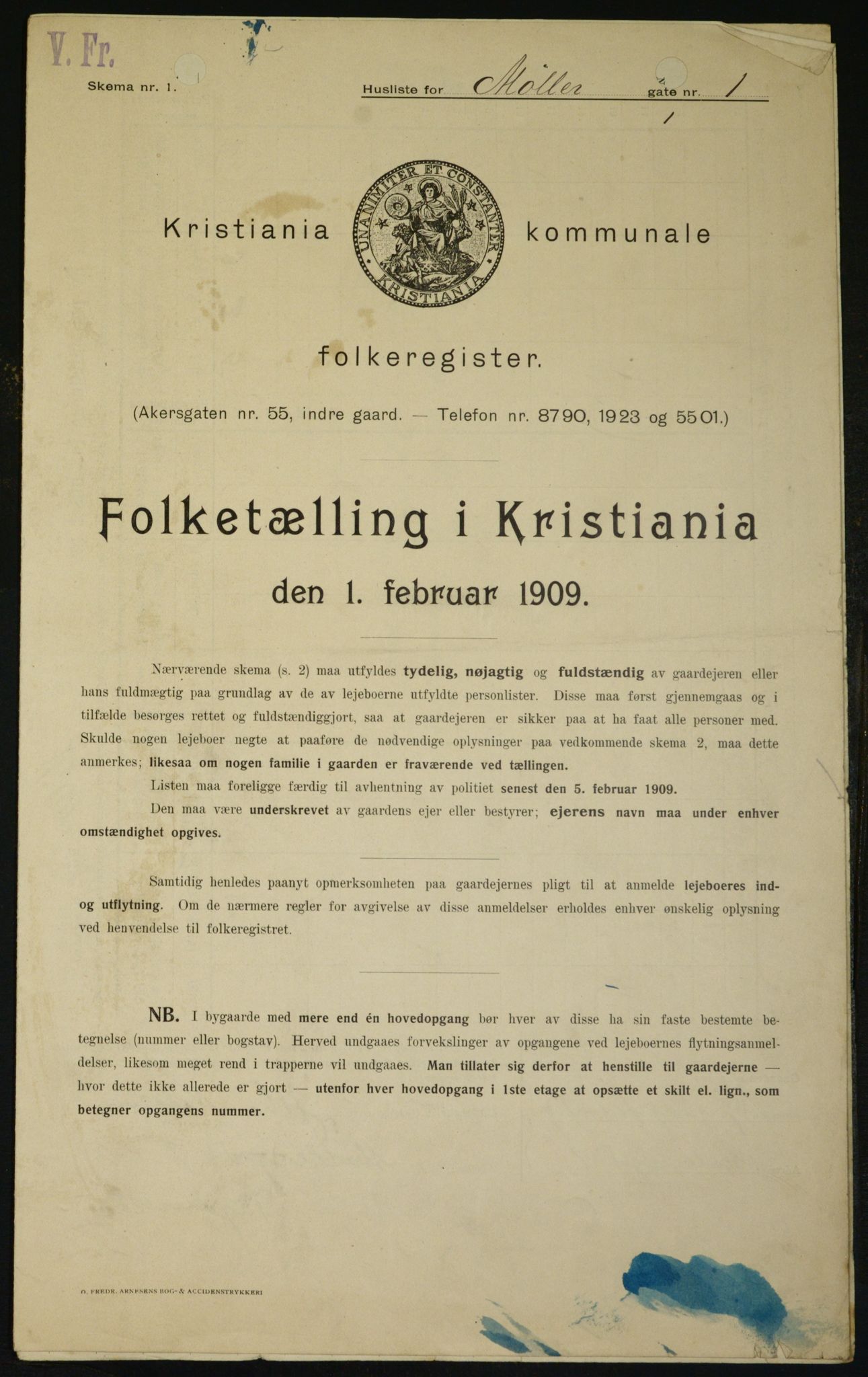 OBA, Municipal Census 1909 for Kristiania, 1909, p. 61915