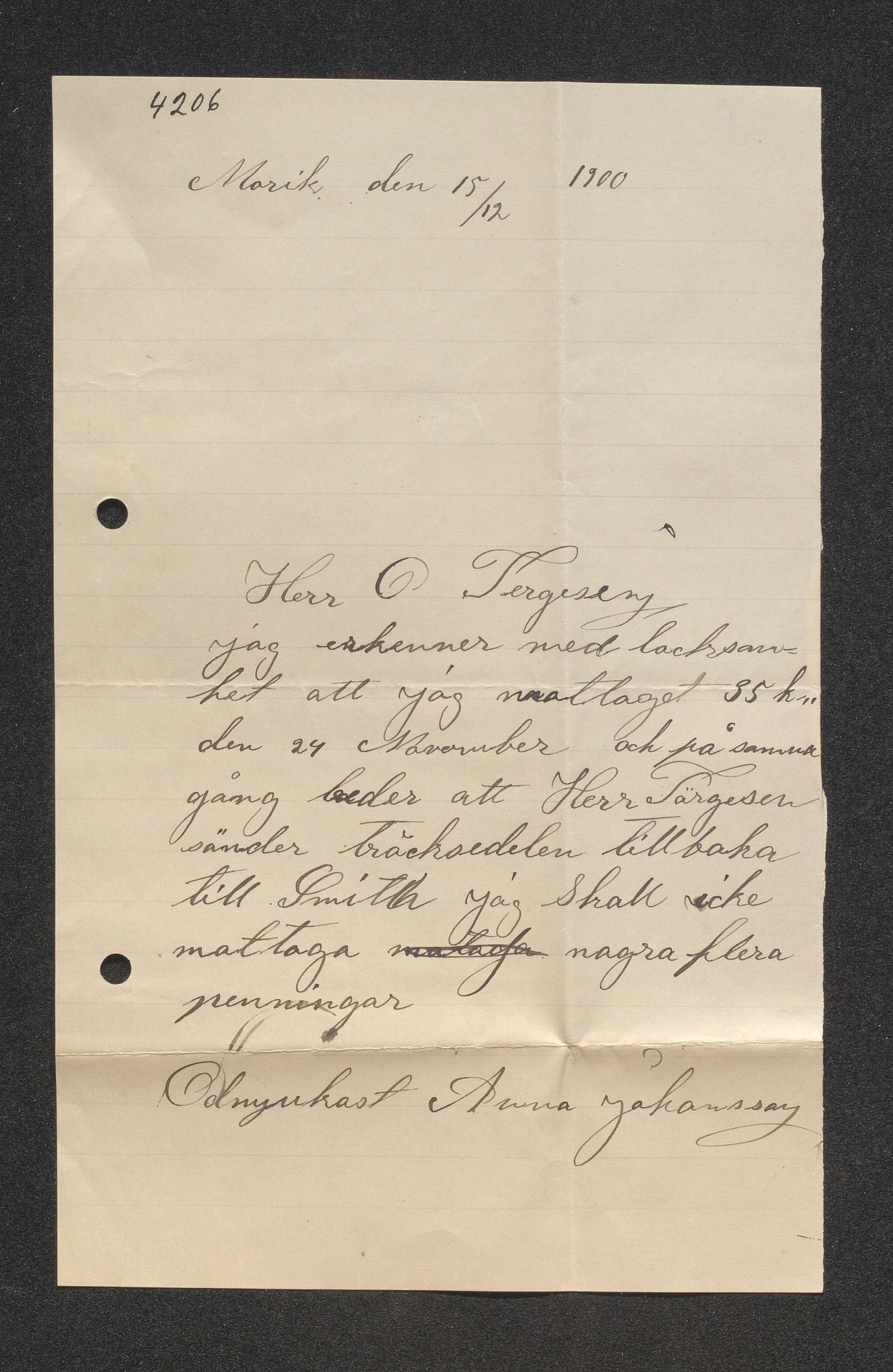 O. Terjesens rederi, AAKS/PA-2525/E/E01/L0008: Korrespondanse, 1900-1901