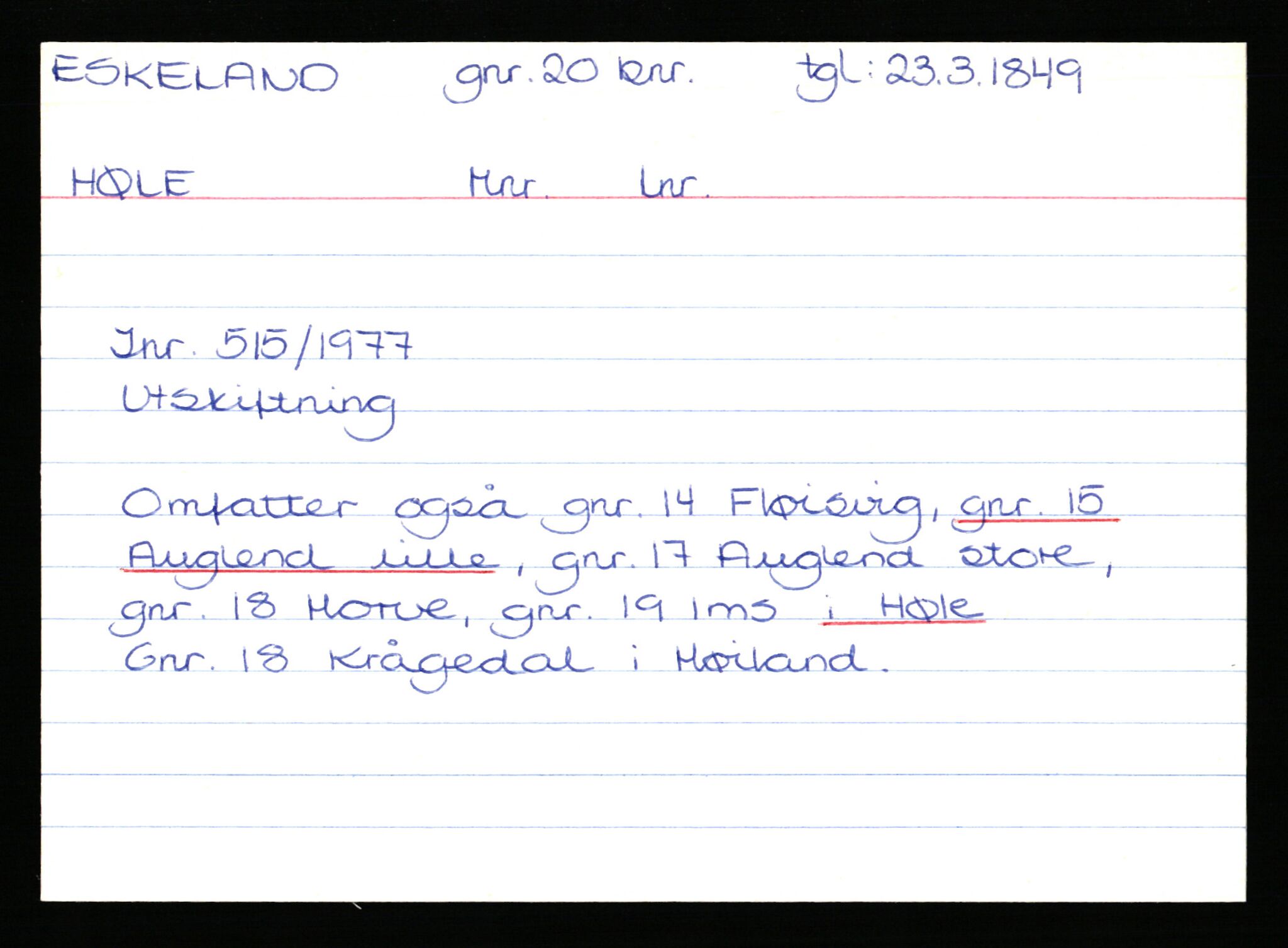 Statsarkivet i Stavanger, AV/SAST-A-101971/03/Y/Yk/L0009: Registerkort sortert etter gårdsnavn: Ersdal - Fikstveit, 1750-1930, p. 27