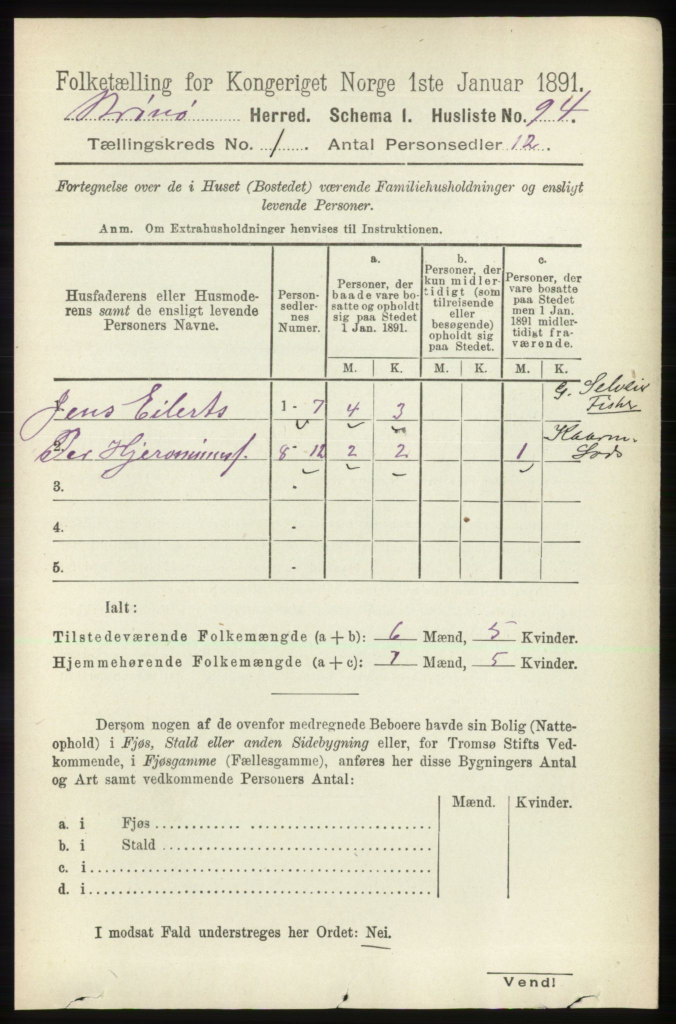 RA, 1891 census for 1814 Brønnøy, 1891, p. 126