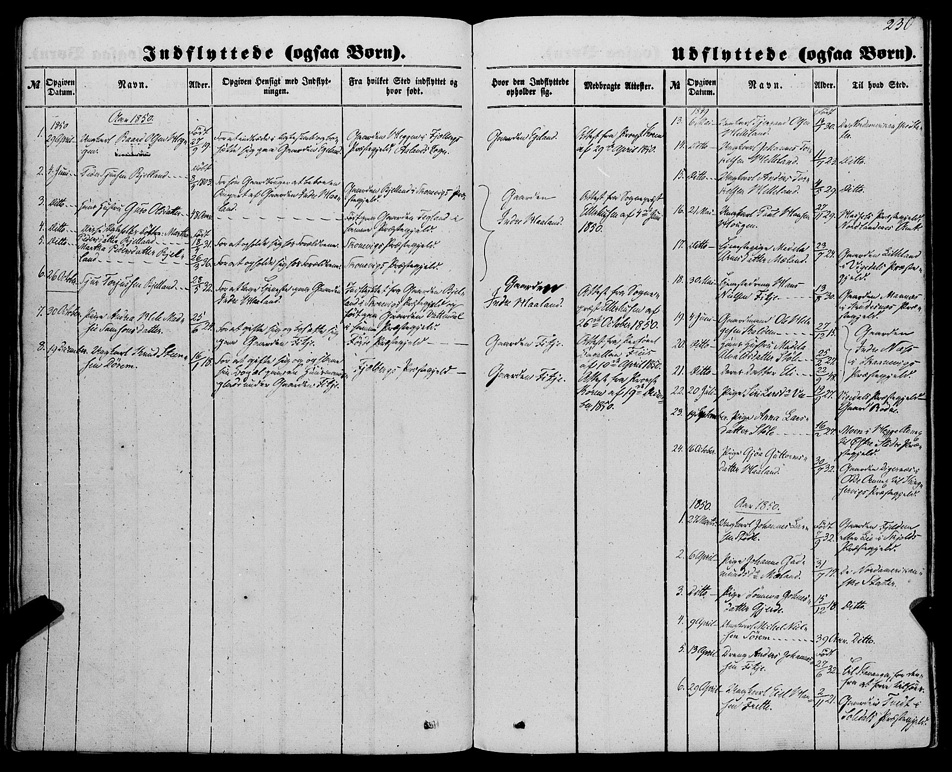 Etne sokneprestembete, AV/SAB-A-75001/H/Haa: Parish register (official) no. A 8, 1848-1862, p. 230