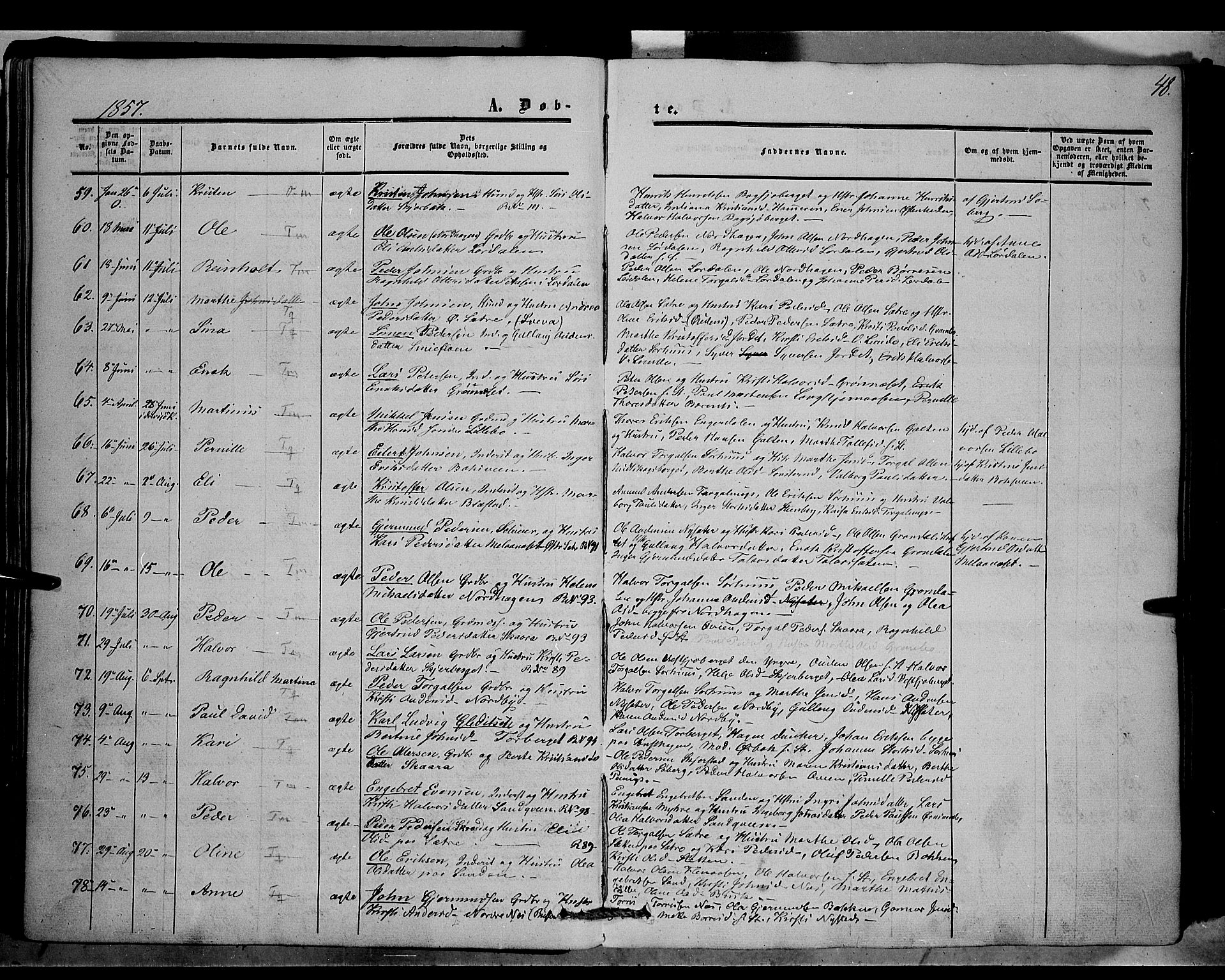 Trysil prestekontor, AV/SAH-PREST-046/H/Ha/Haa/L0005: Parish register (official) no. 5, 1851-1865, p. 48