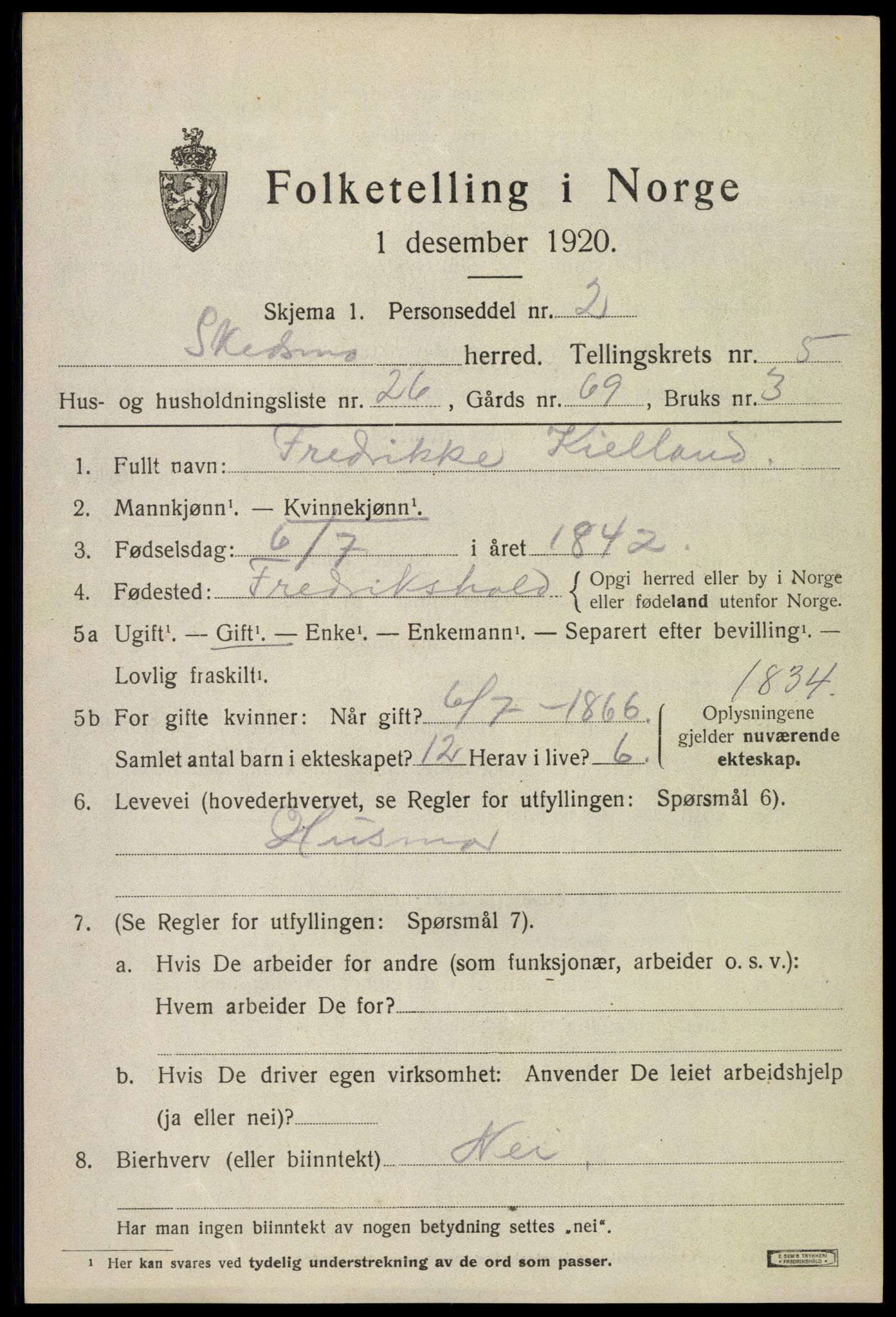 SAO, 1920 census for Skedsmo, 1920, p. 5469