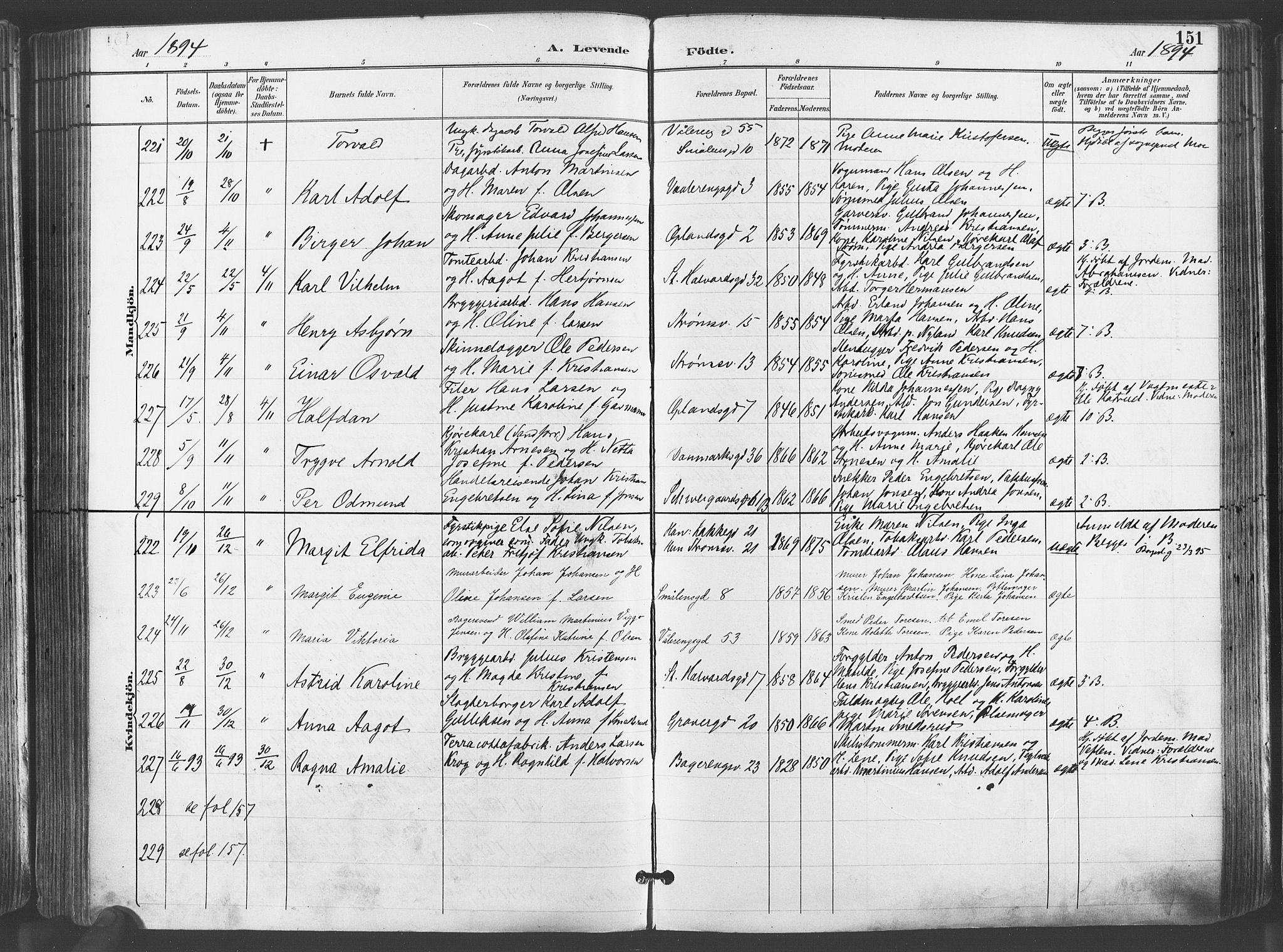 Gamlebyen prestekontor Kirkebøker, SAO/A-10884/F/Fa/L0007: Parish register (official) no. 7, 1889-1899, p. 151