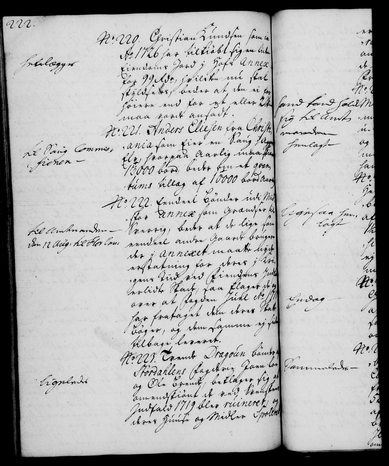 Rentekammeret, Kammerkanselliet, AV/RA-EA-3111/G/Gh/Gha/L0015: Norsk ekstraktmemorialprotokoll (merket RK 53.60), 1733, p. 222