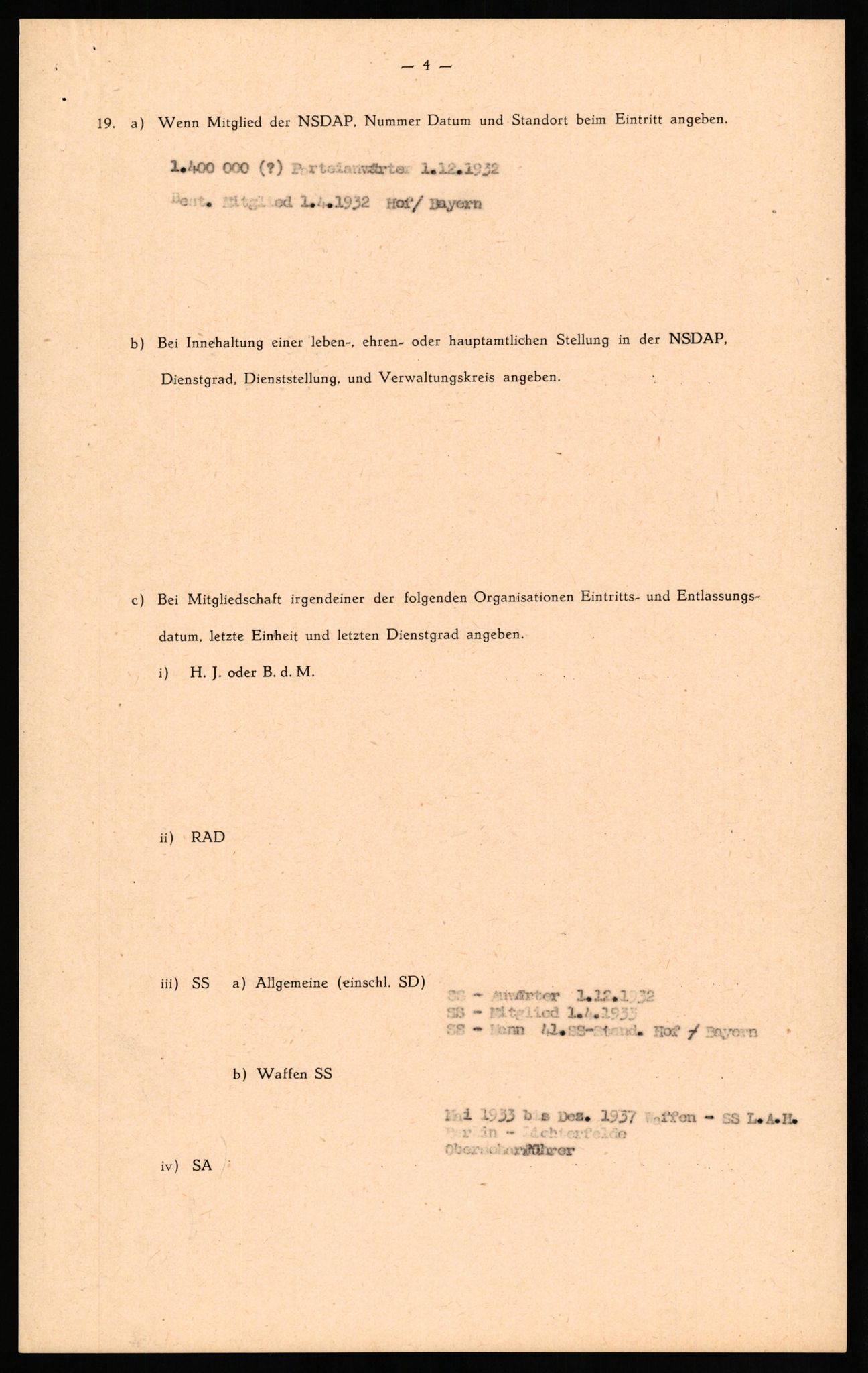 Forsvaret, Forsvarets overkommando II, RA/RAFA-3915/D/Db/L0028: CI Questionaires. Tyske okkupasjonsstyrker i Norge. Tyskere., 1945-1946, p. 160