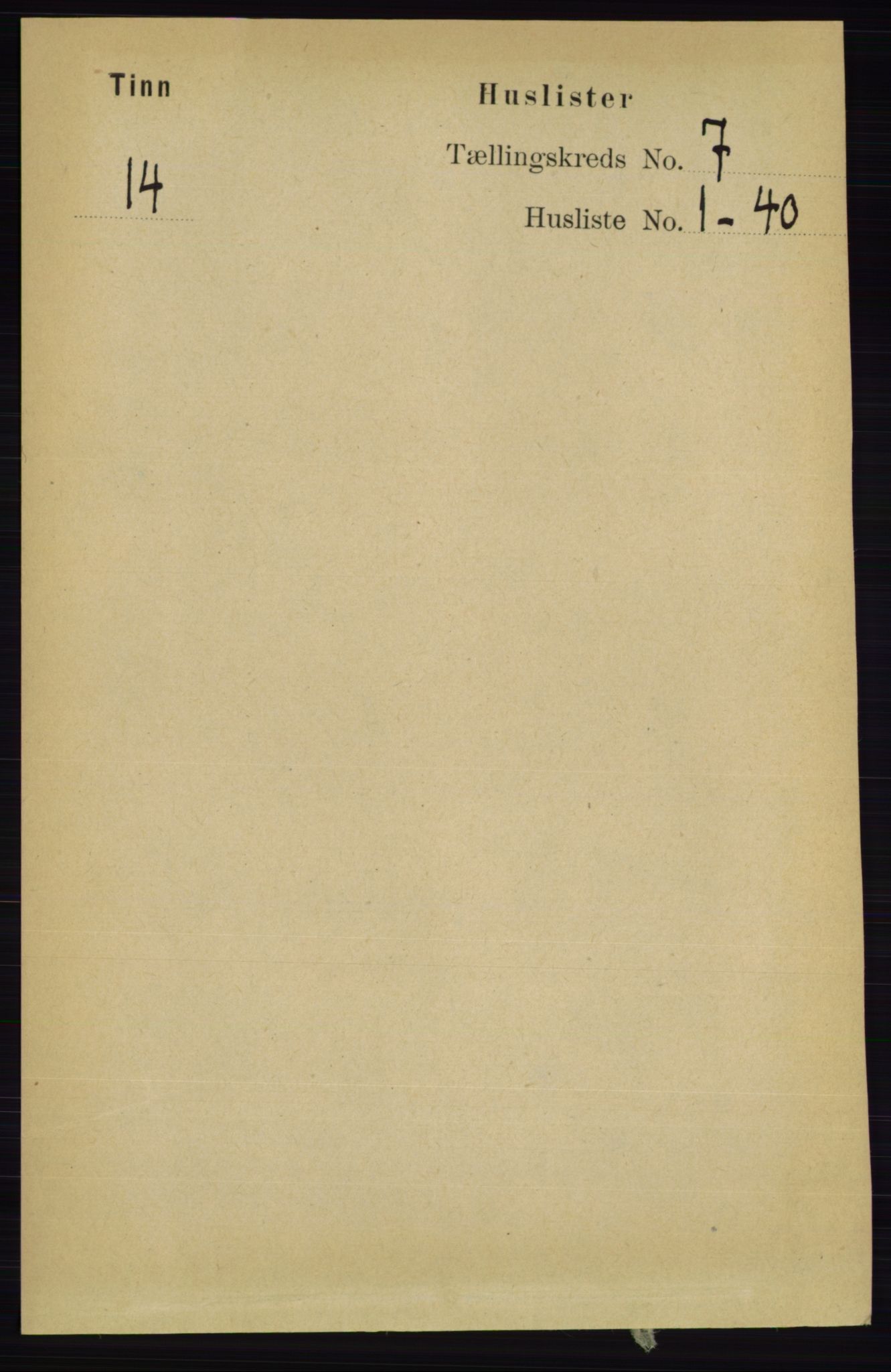 RA, 1891 census for 0826 Tinn, 1891, p. 1394
