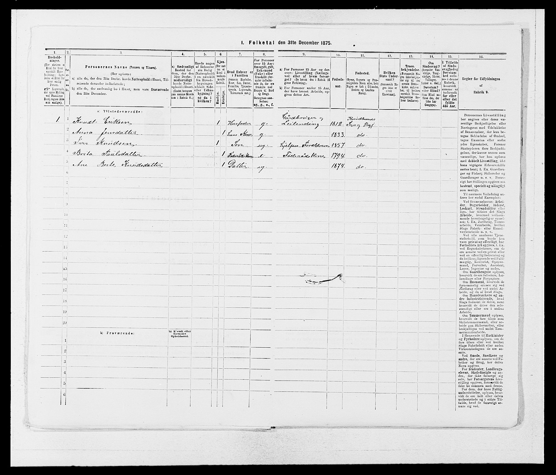 SAB, 1875 census for 1224P Kvinnherad, 1875, p. 1110