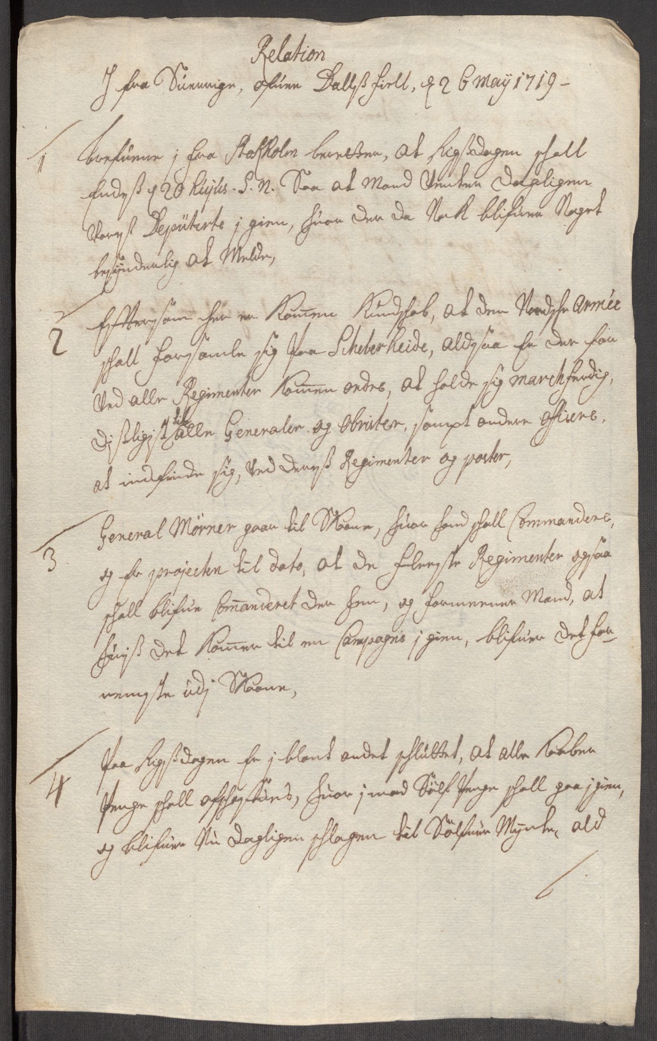 Kommanderende general (KG I) med Det norske krigsdirektorium, AV/RA-EA-5419/E/Eb/L0012: Kunnskap om fienden, kronologisk ordnet, 1718-1719, p. 703