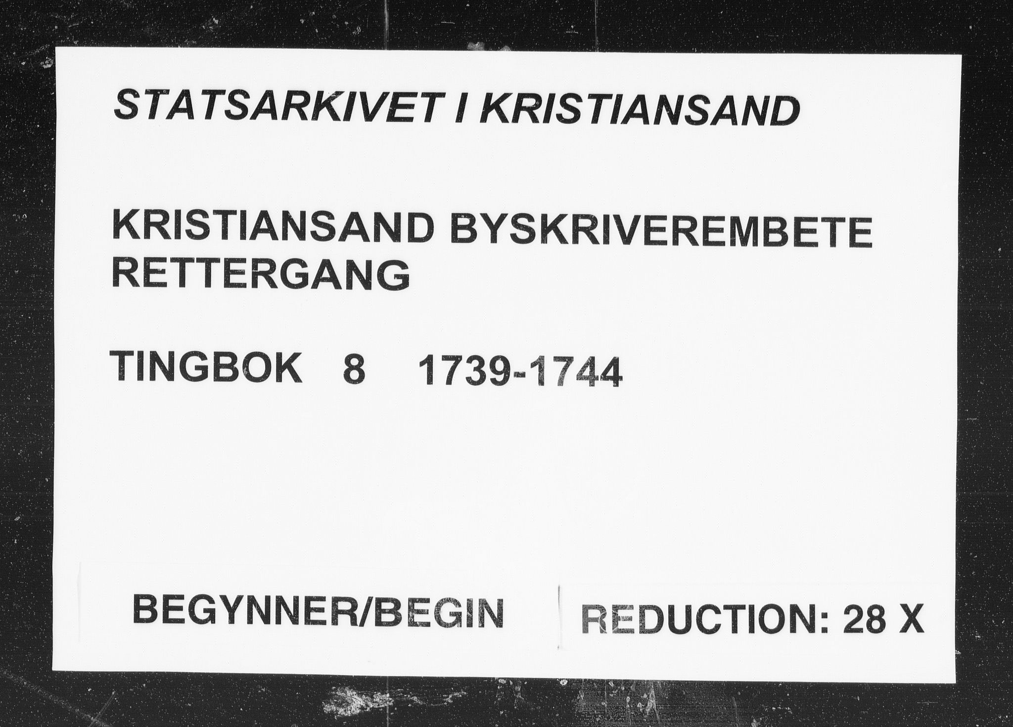 Kristiansand byrett, AV/SAK-1223-0001/F/Fa/L0009: Bytingsprotokoll nr. 8, 1739-1744