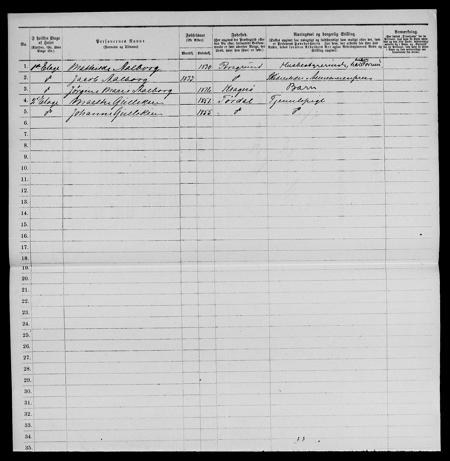 SAKO, 1885 census for 0801 Kragerø, 1885, p. 1062