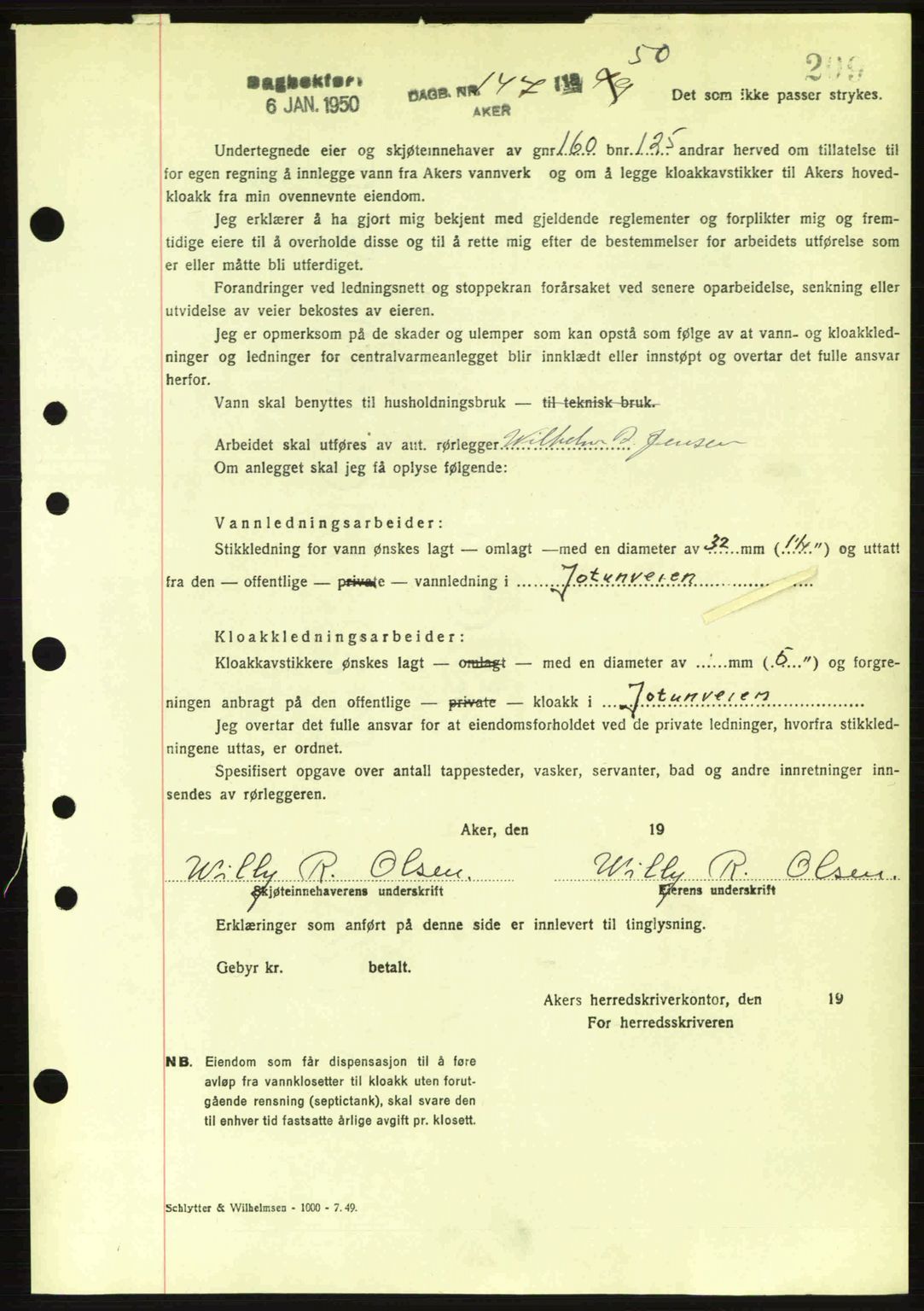 Oslo byskriverembete, AV/SAO-A-10227/G/Gb/Gbd/Gbda/L0017: Mortgage book no. A215, 1949-1950, Diary no: : 147/1950