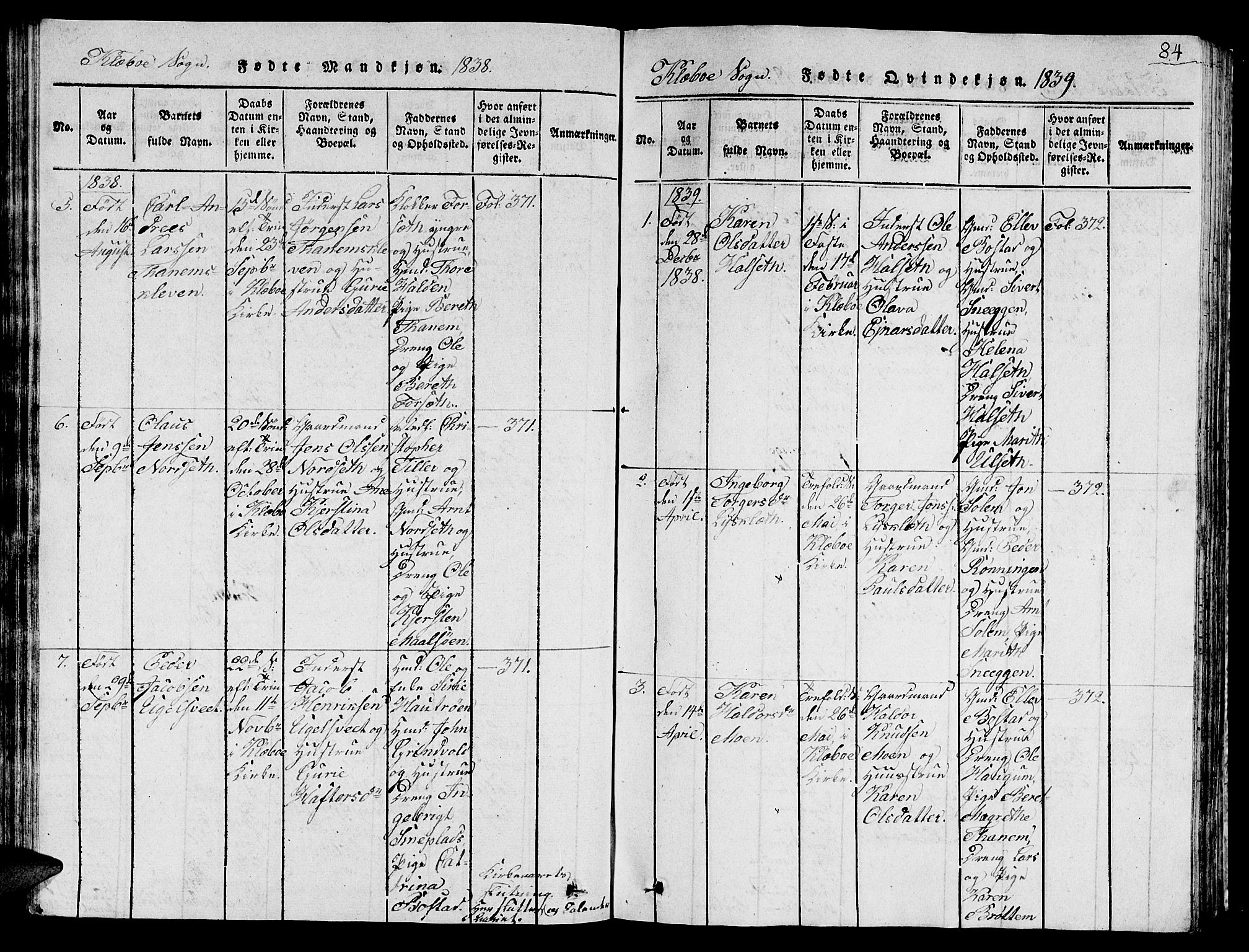 Ministerialprotokoller, klokkerbøker og fødselsregistre - Sør-Trøndelag, SAT/A-1456/618/L0450: Parish register (copy) no. 618C01, 1816-1865, p. 84