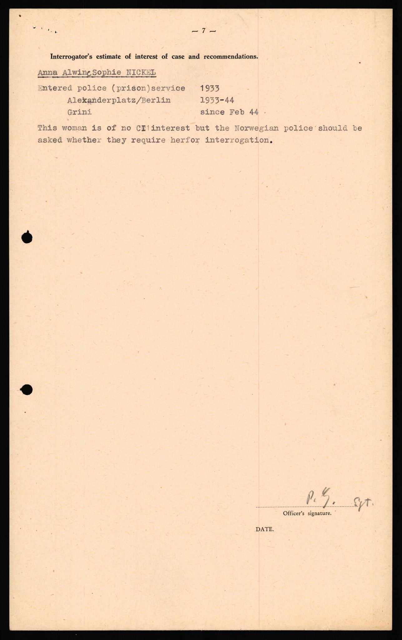 Forsvaret, Forsvarets overkommando II, AV/RA-RAFA-3915/D/Db/L0024: CI Questionaires. Tyske okkupasjonsstyrker i Norge. Tyskere., 1945-1946, p. 120