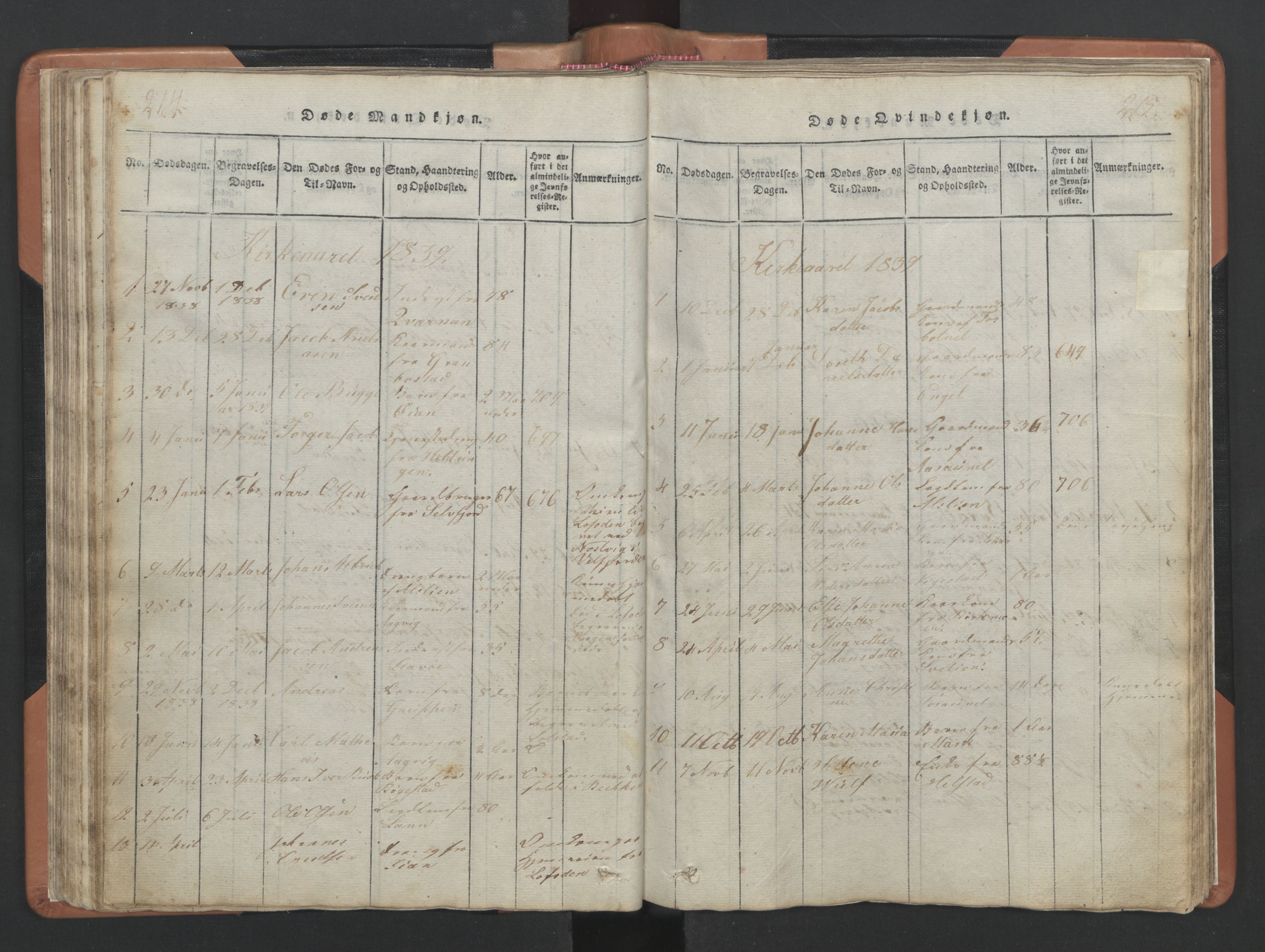 Ministerialprotokoller, klokkerbøker og fødselsregistre - Nordland, AV/SAT-A-1459/810/L0157: Parish register (copy) no. 810C01, 1819-1842, p. 214-215