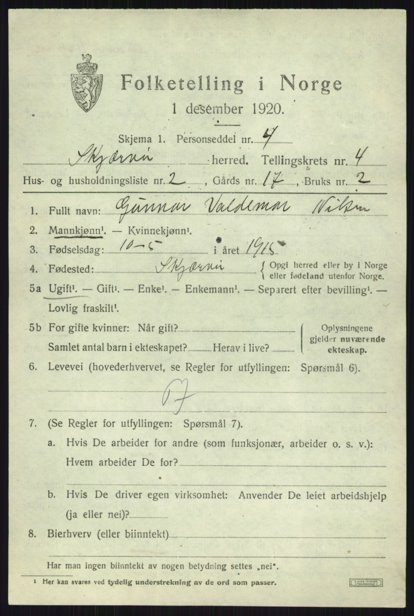 SATØ, 1920 census for Skjervøy, 1920, p. 2447