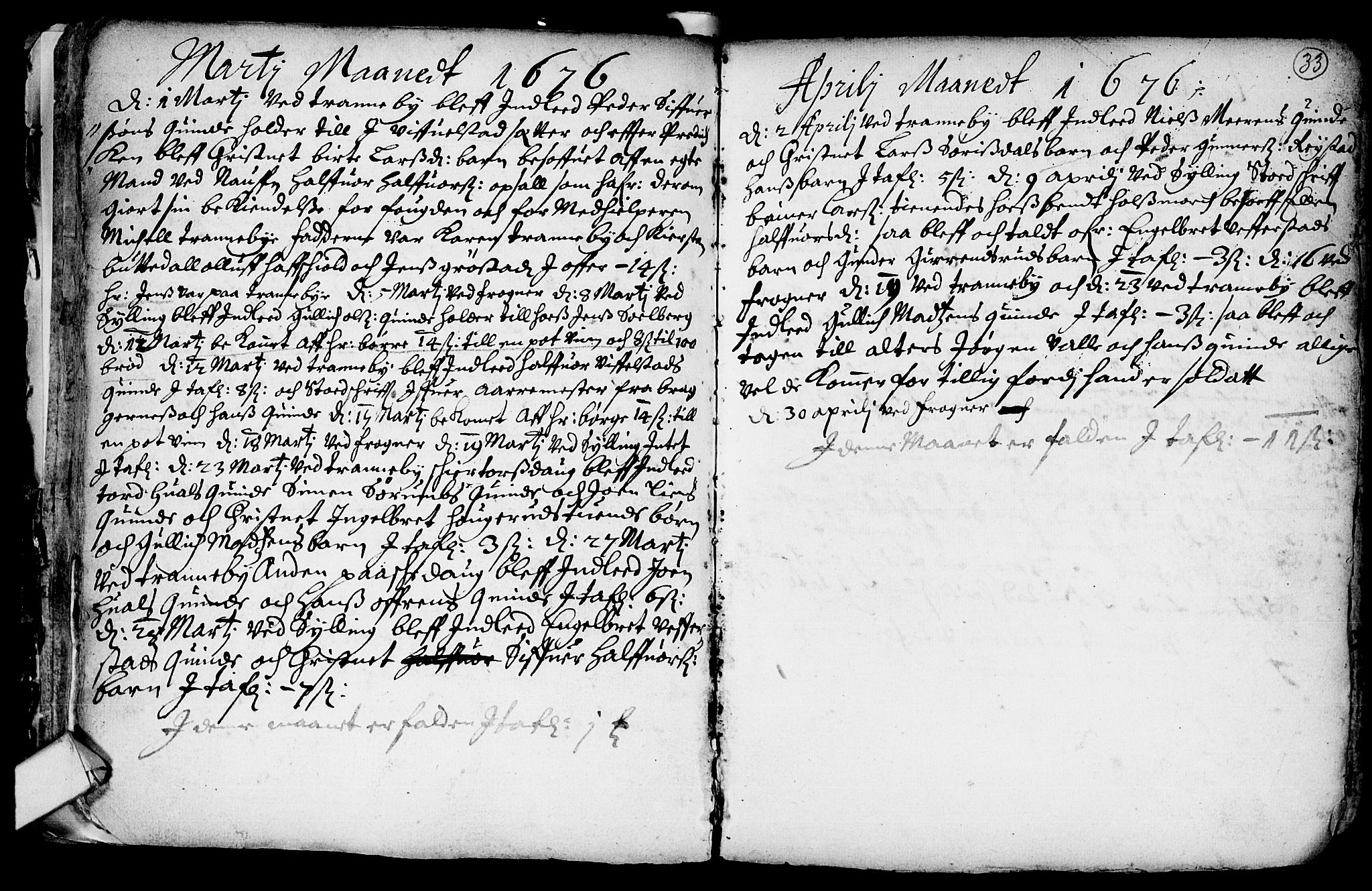 Lier kirkebøker, SAKO/A-230/F/Fa/L0001: Parish register (official) no. I 1, 1672-1701, p. 33