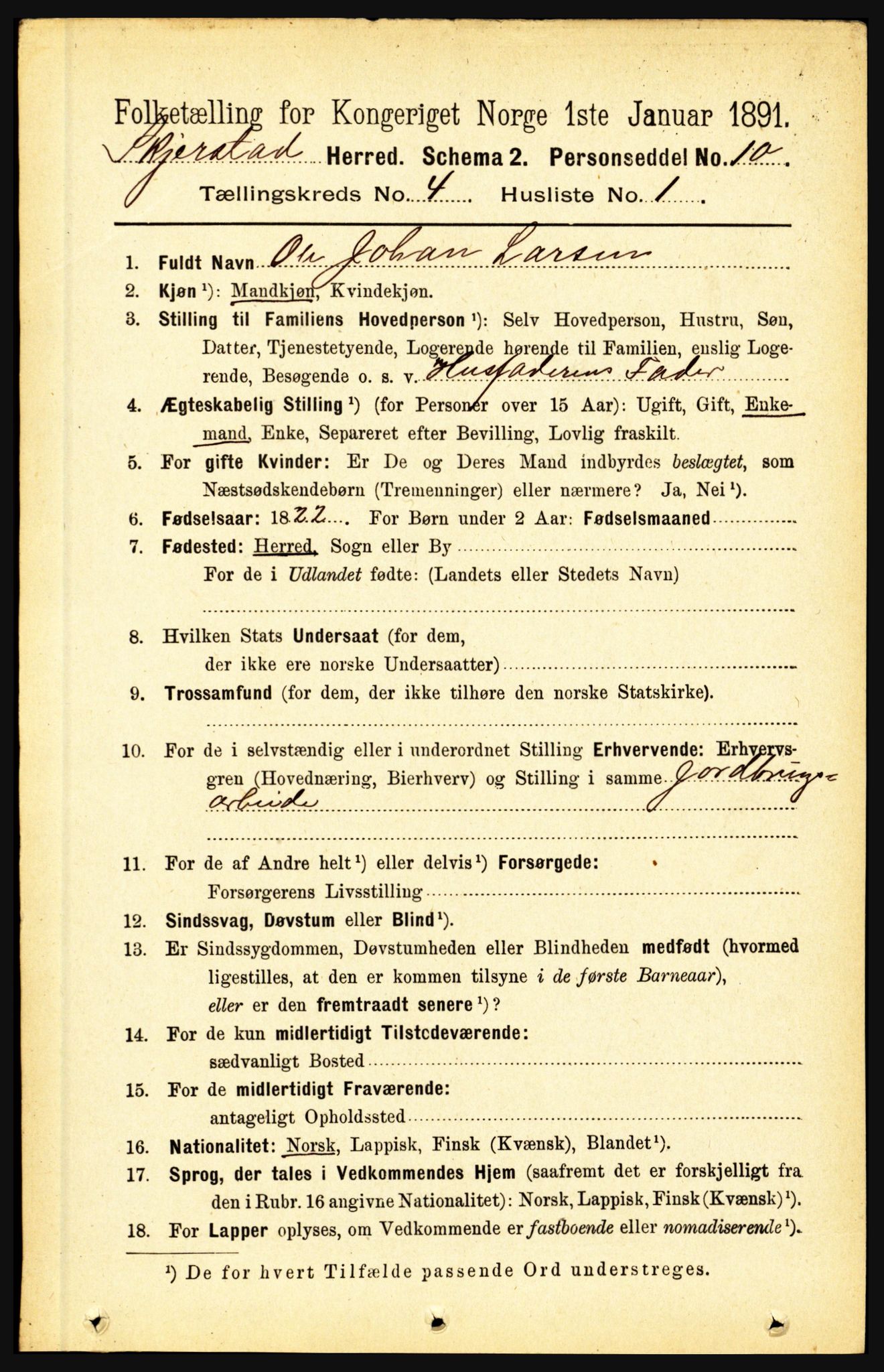 RA, 1891 census for 1842 Skjerstad, 1891, p. 1110